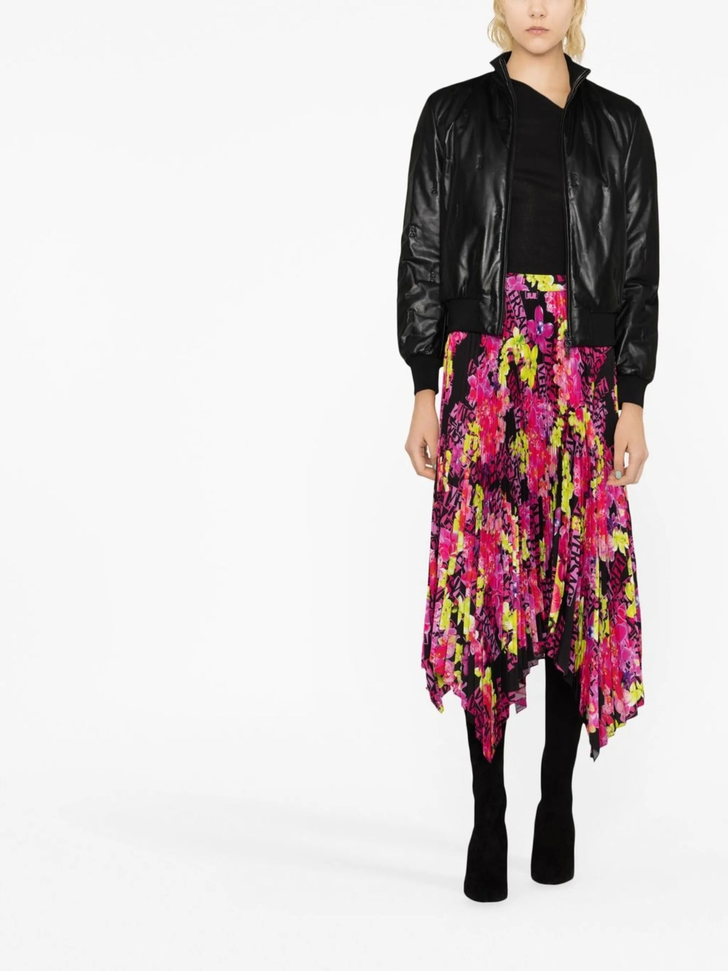 floral-print pleated skirt