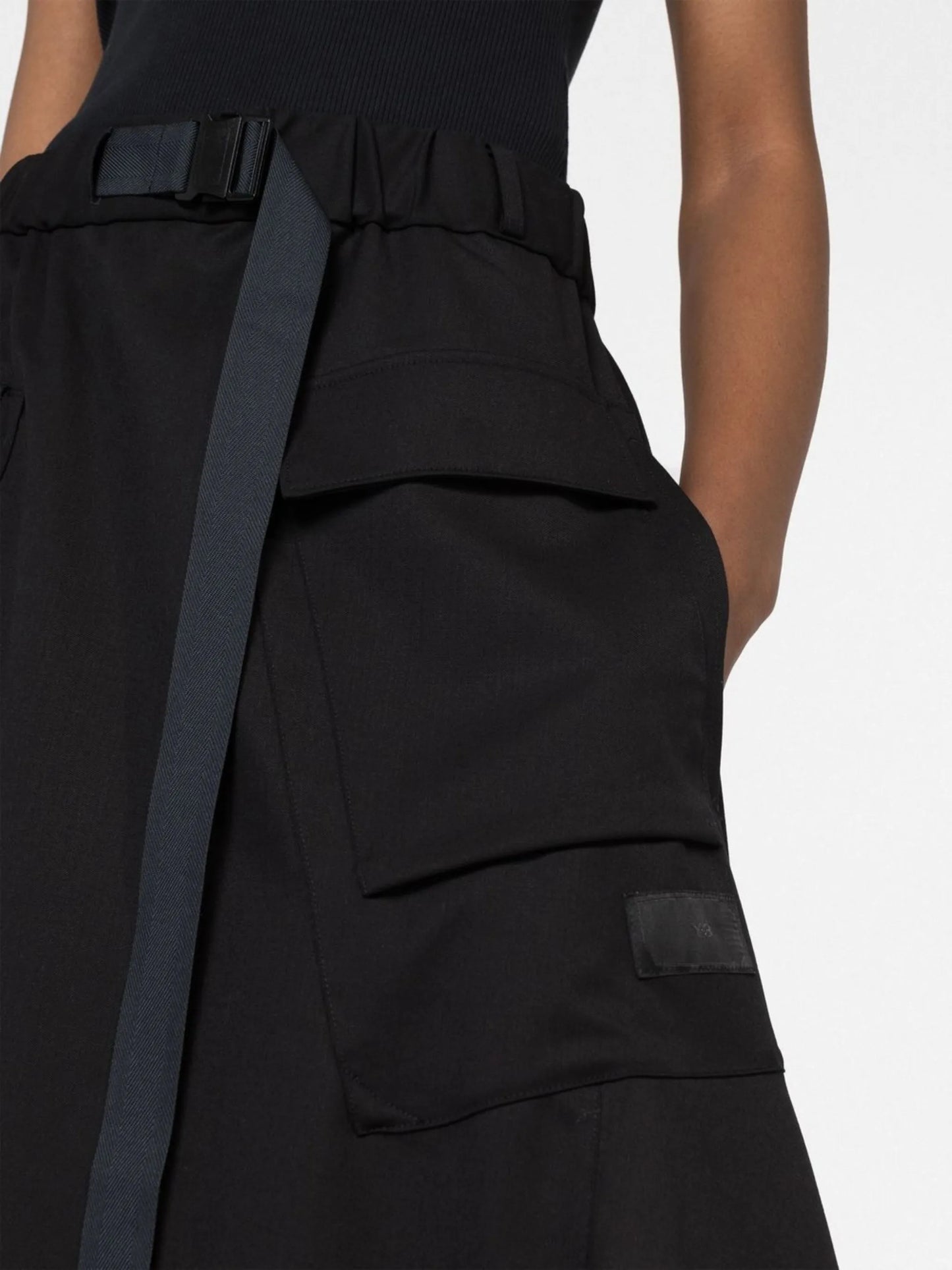 belted asymmetric midi skirt