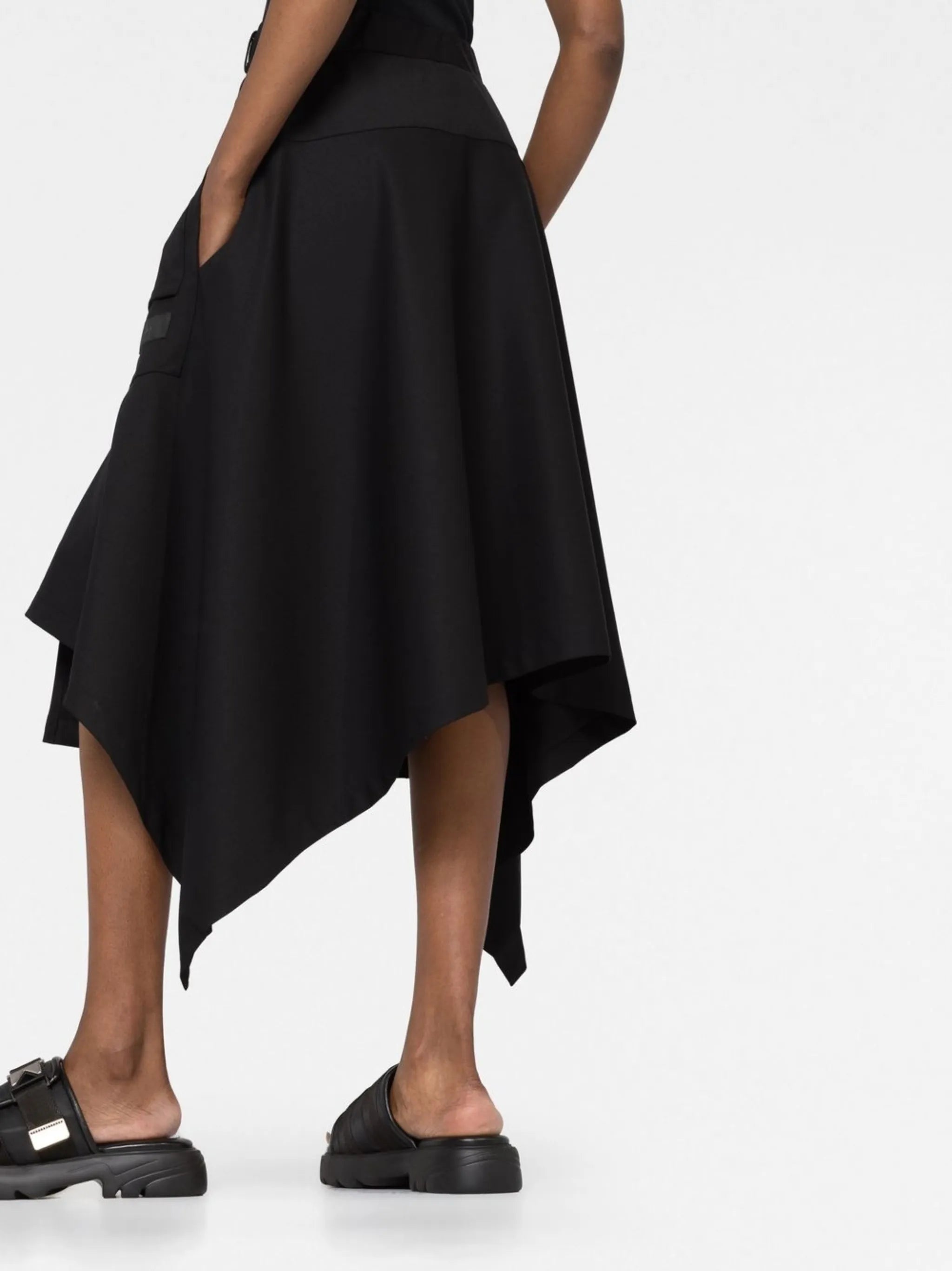 belted asymmetric midi skirt
