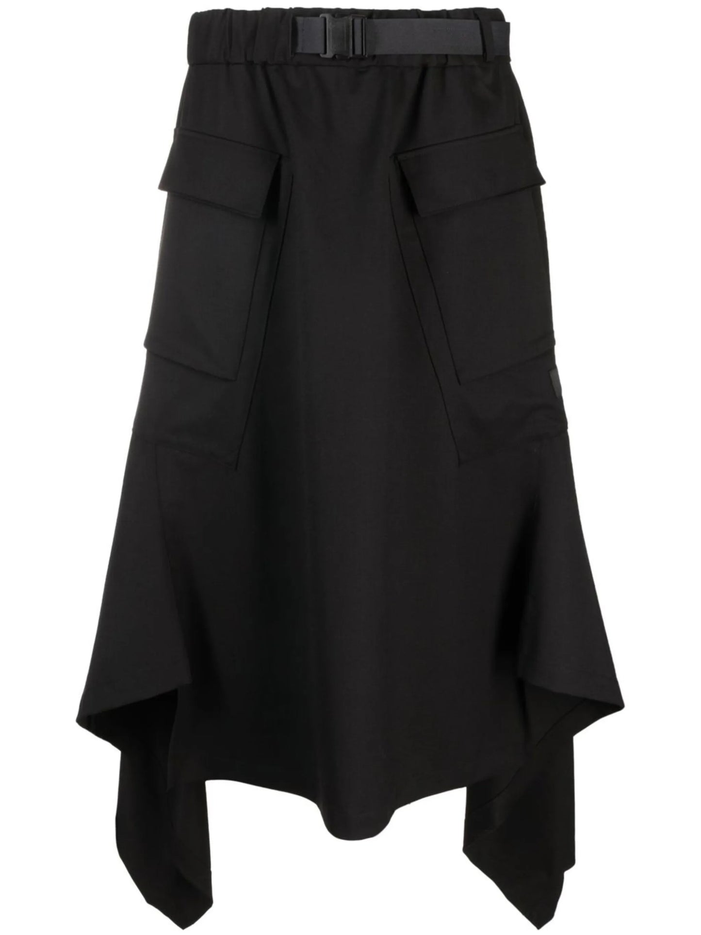 belted asymmetric midi skirt
