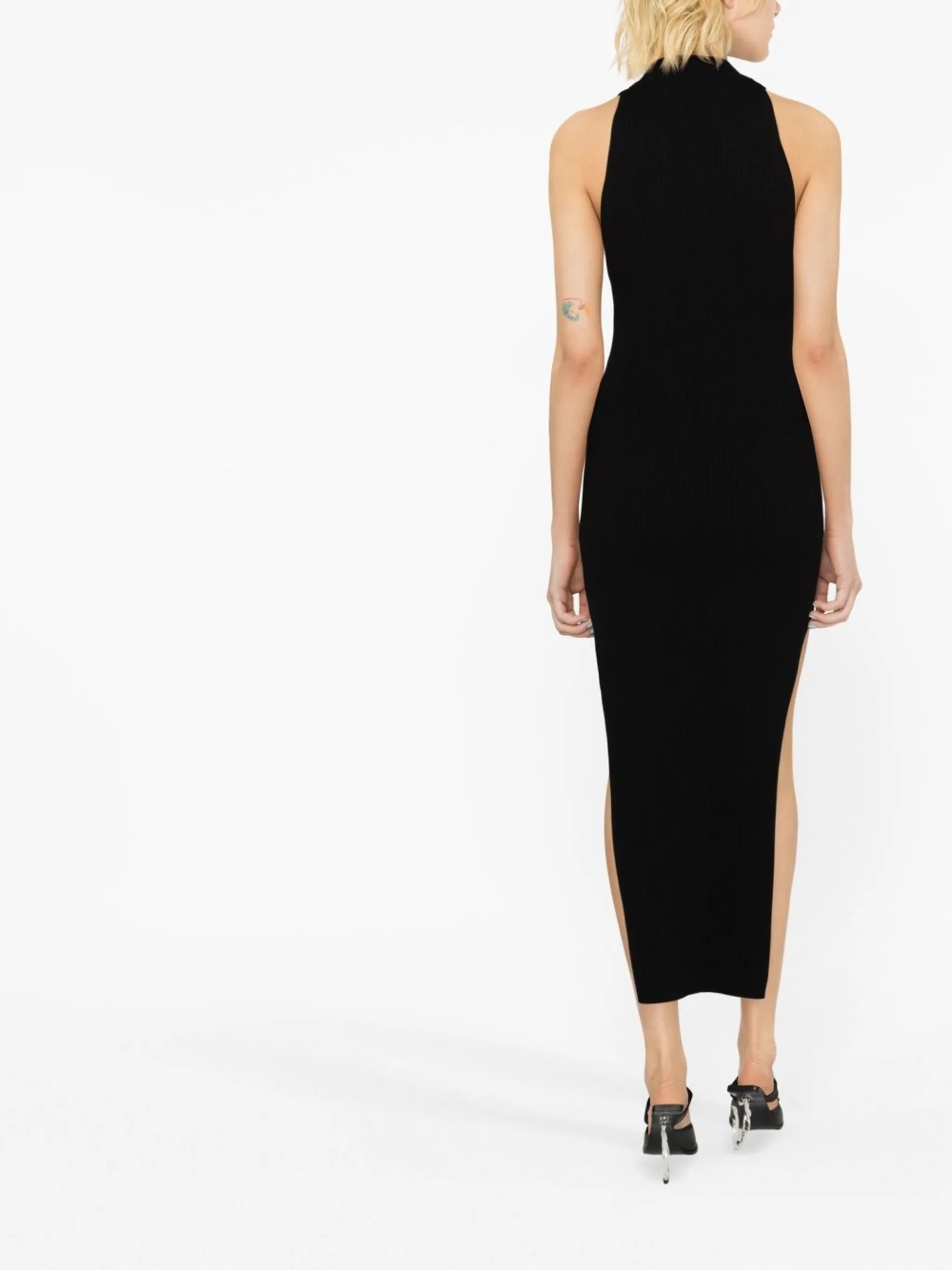 cut-out ribbed midi dress