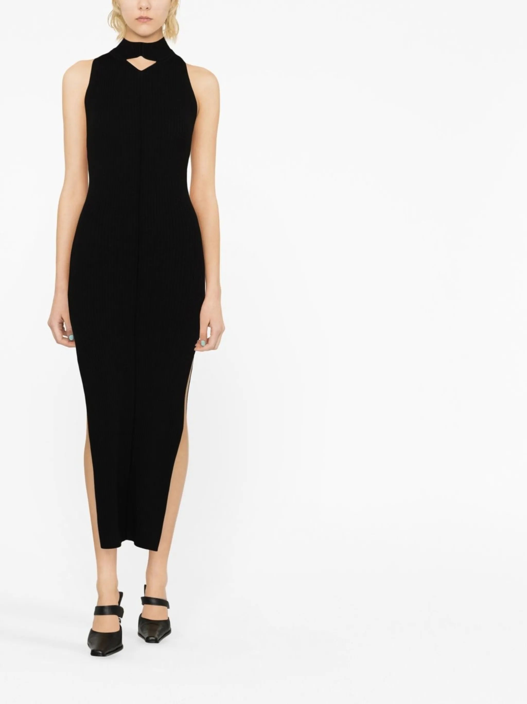 cut-out ribbed midi dress