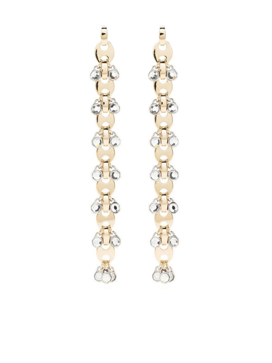 chain-link crystal drop earrings