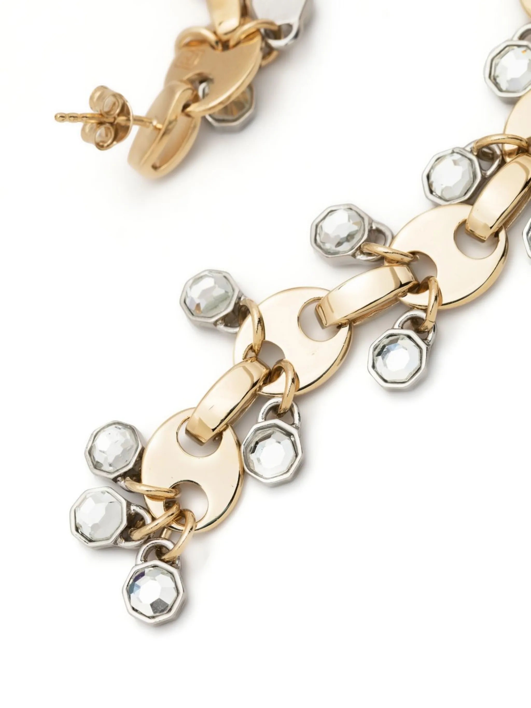chain-link crystal drop earrings