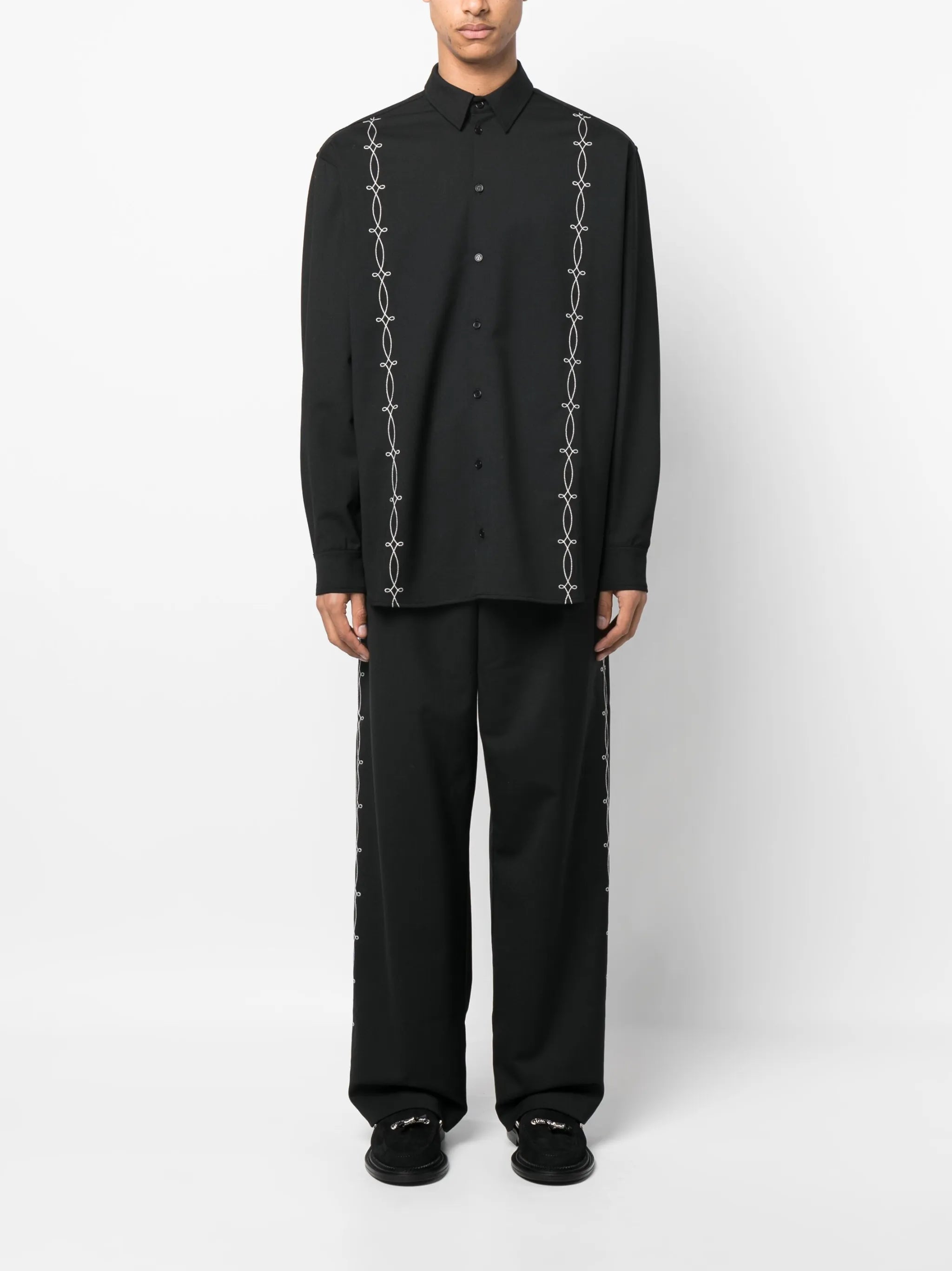 embroidered-design tailored trousers