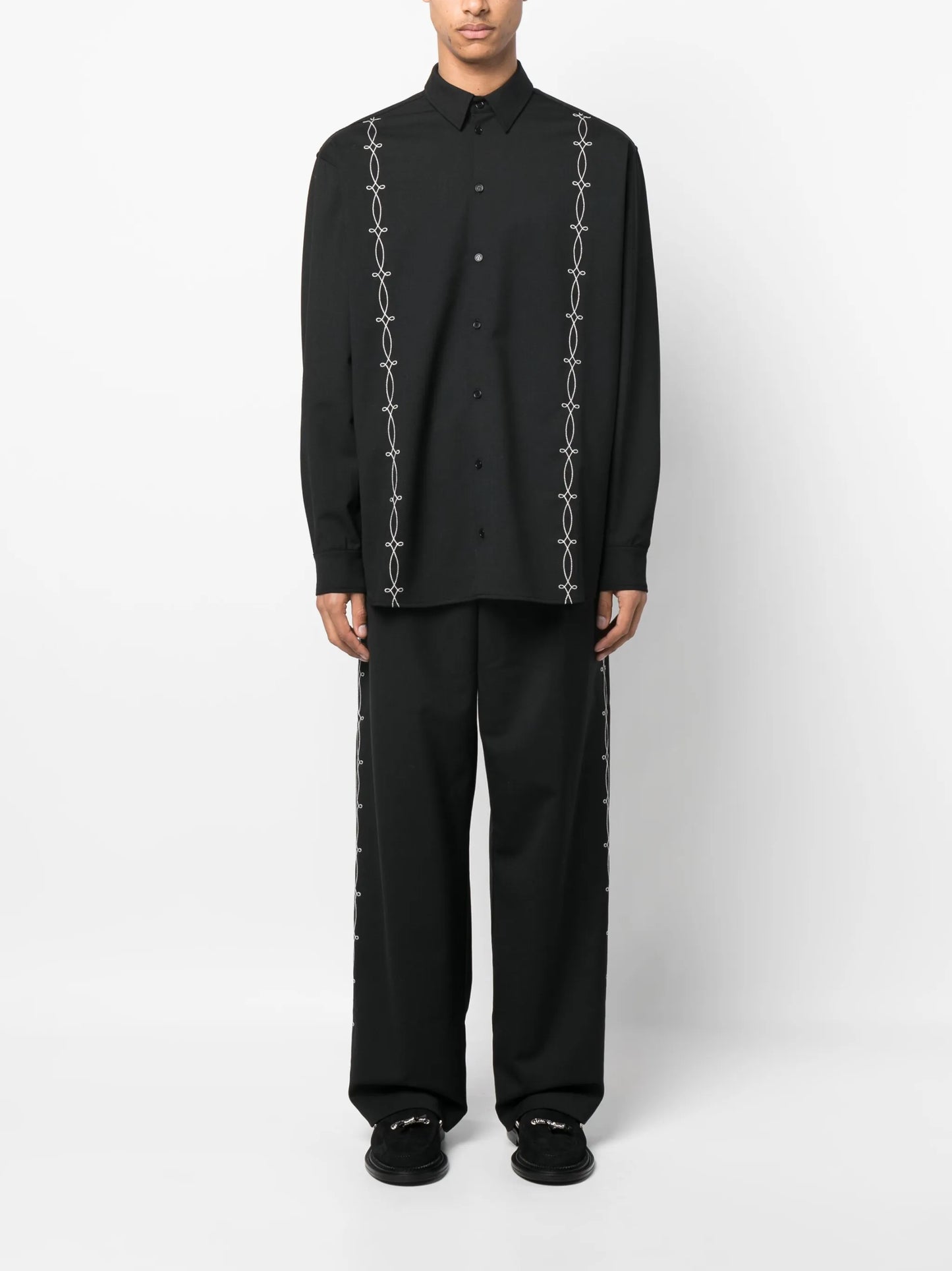 embroidered-design tailored trousers