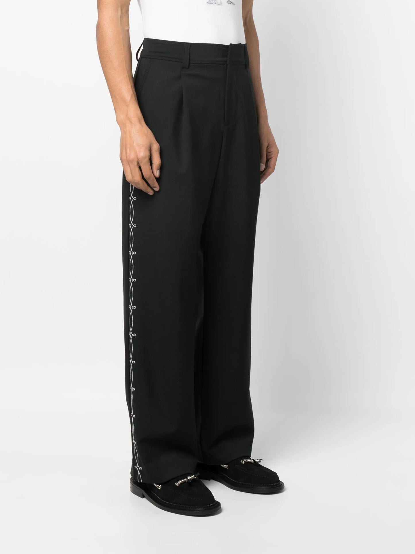 embroidered-design tailored trousers