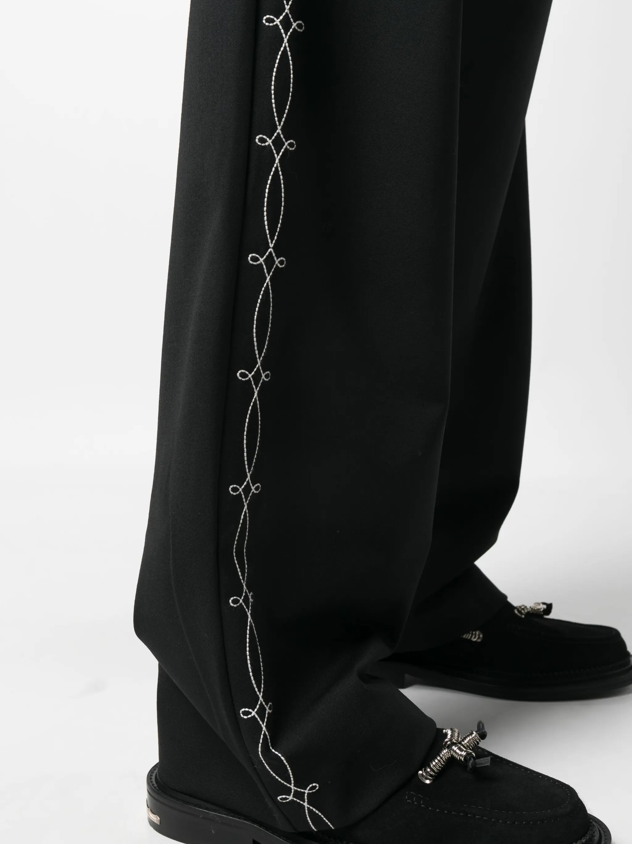 embroidered-design tailored trousers