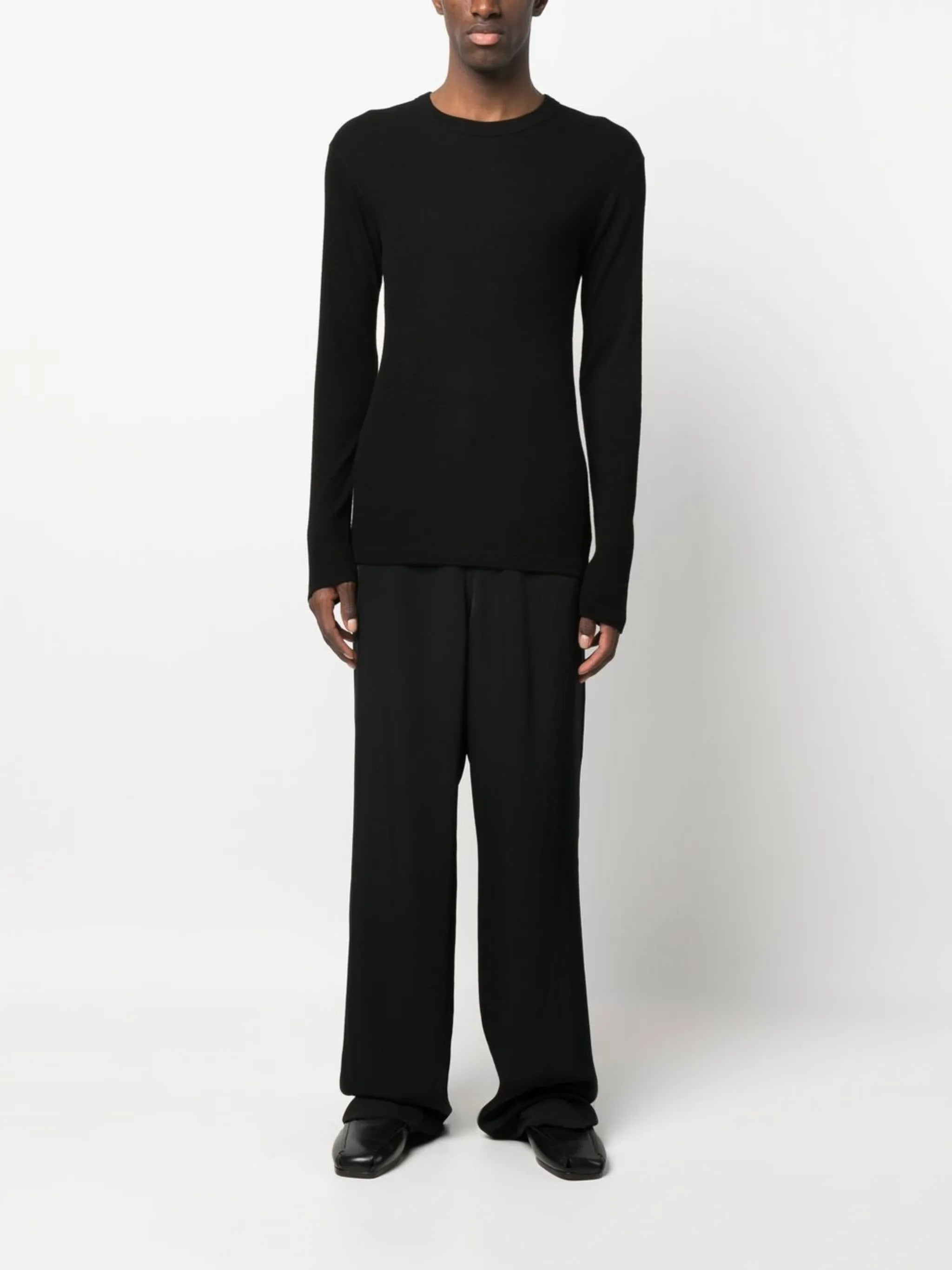 ribbed knit wool jumper