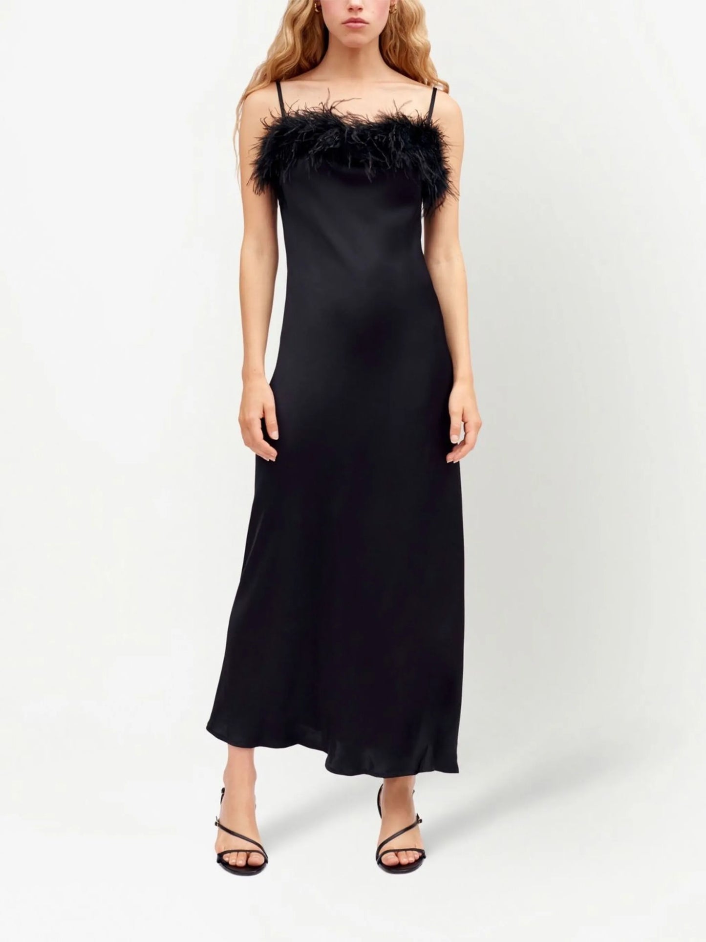 Boheme feather-trim sleep dress