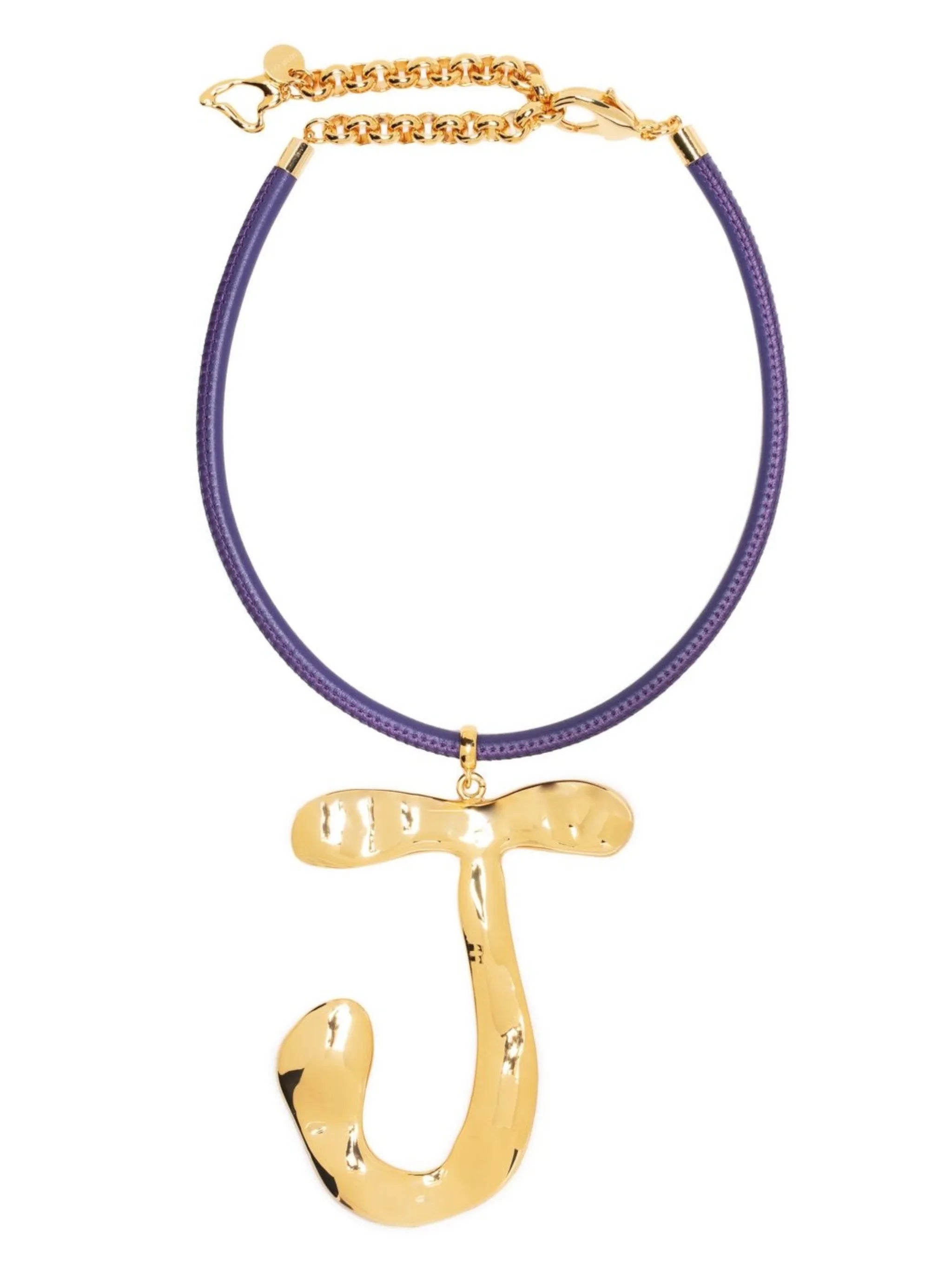 hammered initial-charm necklace