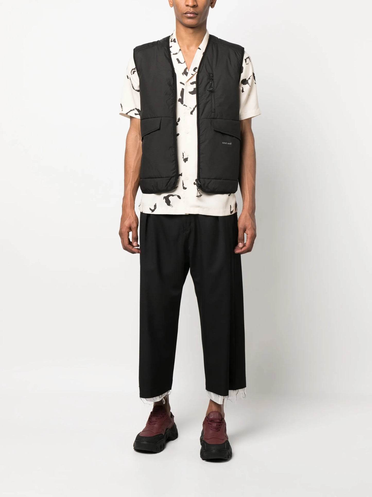 Clay logo-print padded vest