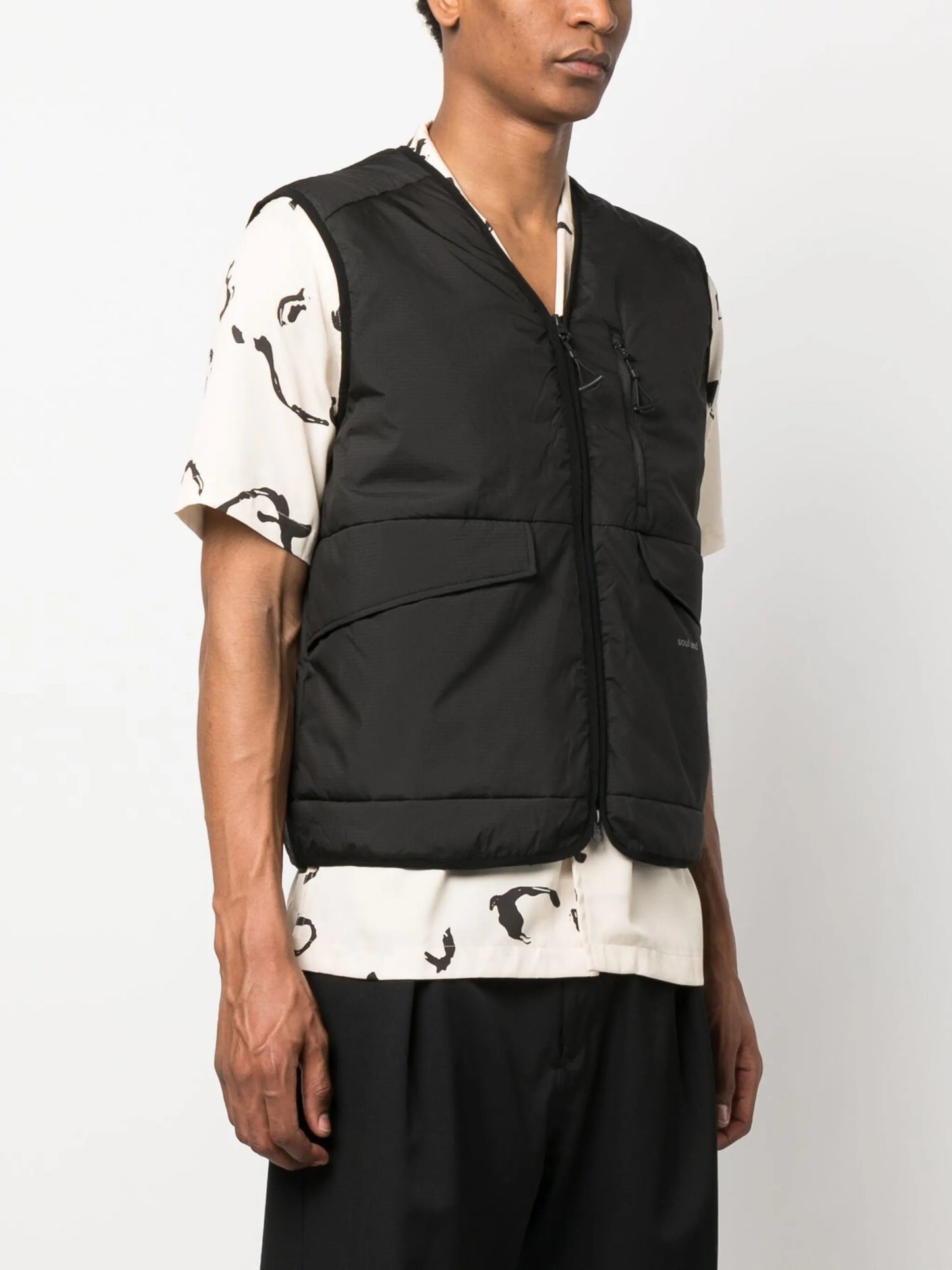 Clay logo-print padded vest