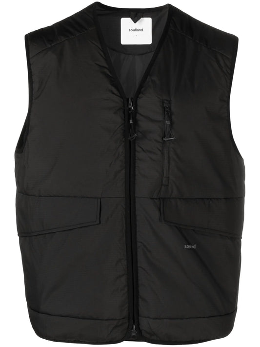 Clay logo-print padded vest