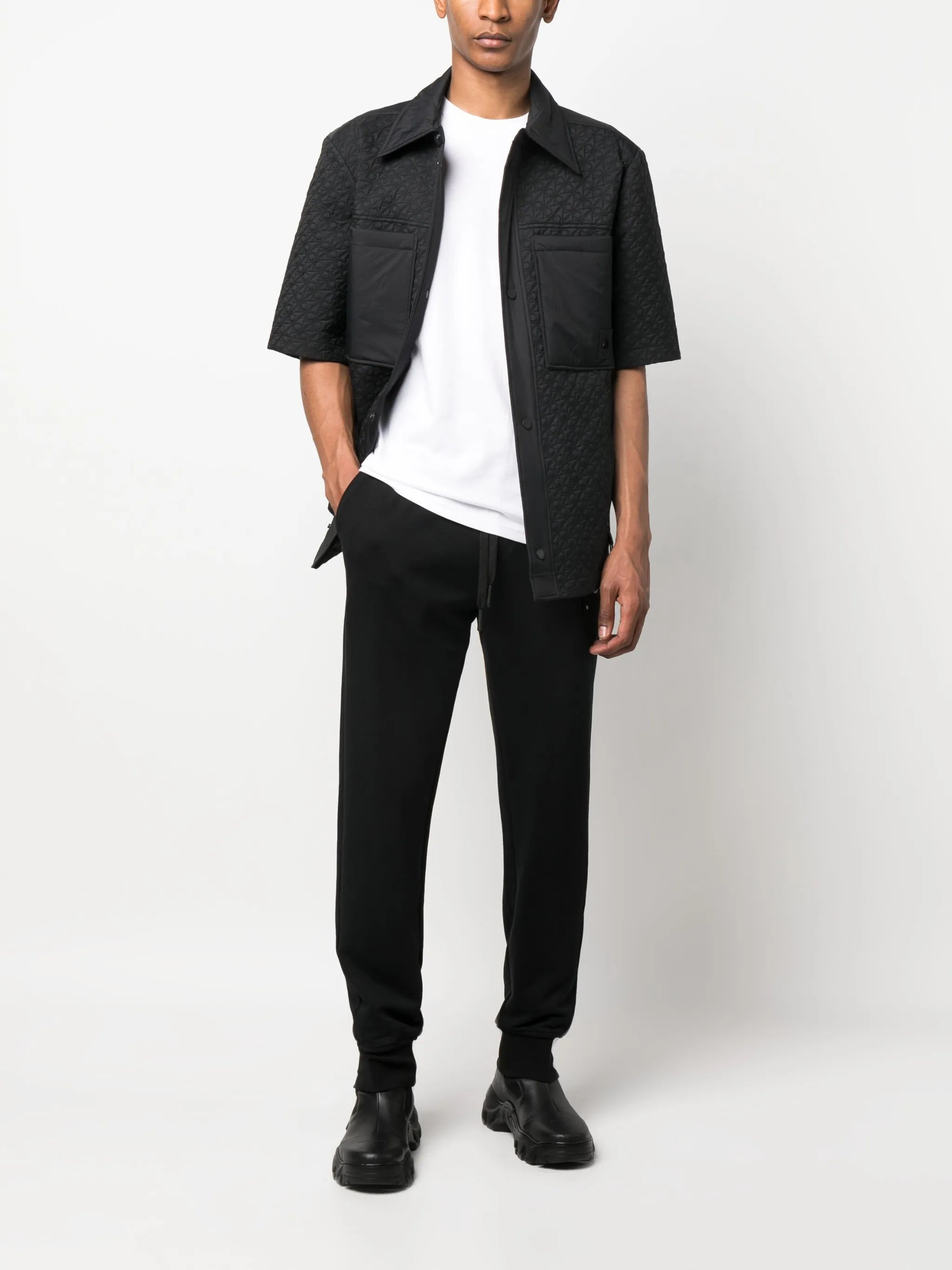 logo-quilted short-sleeve shirt