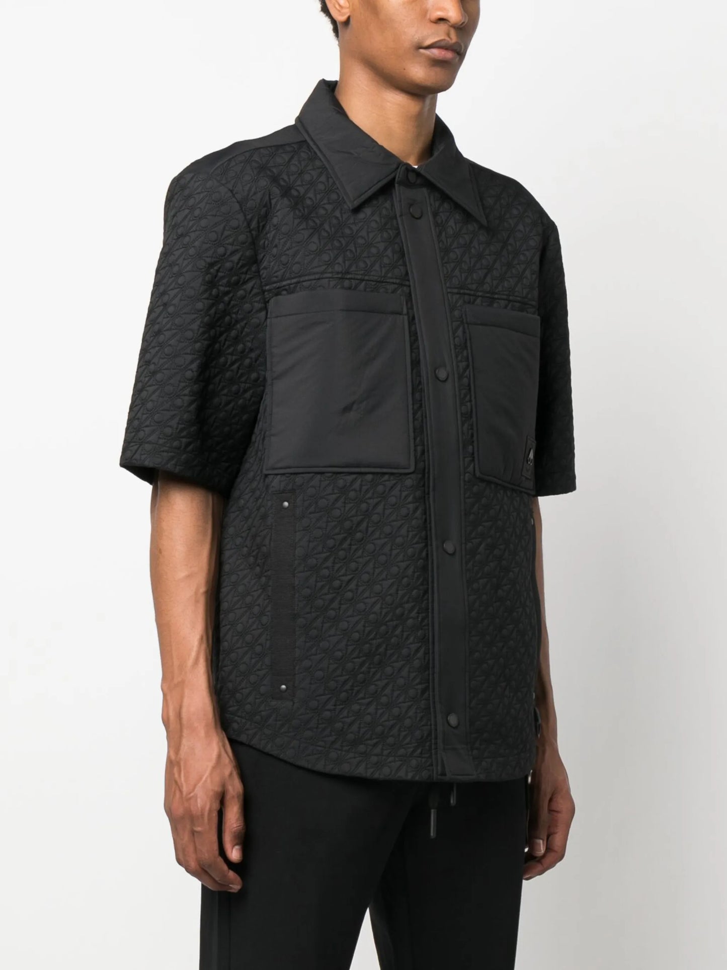 logo-quilted short-sleeve shirt