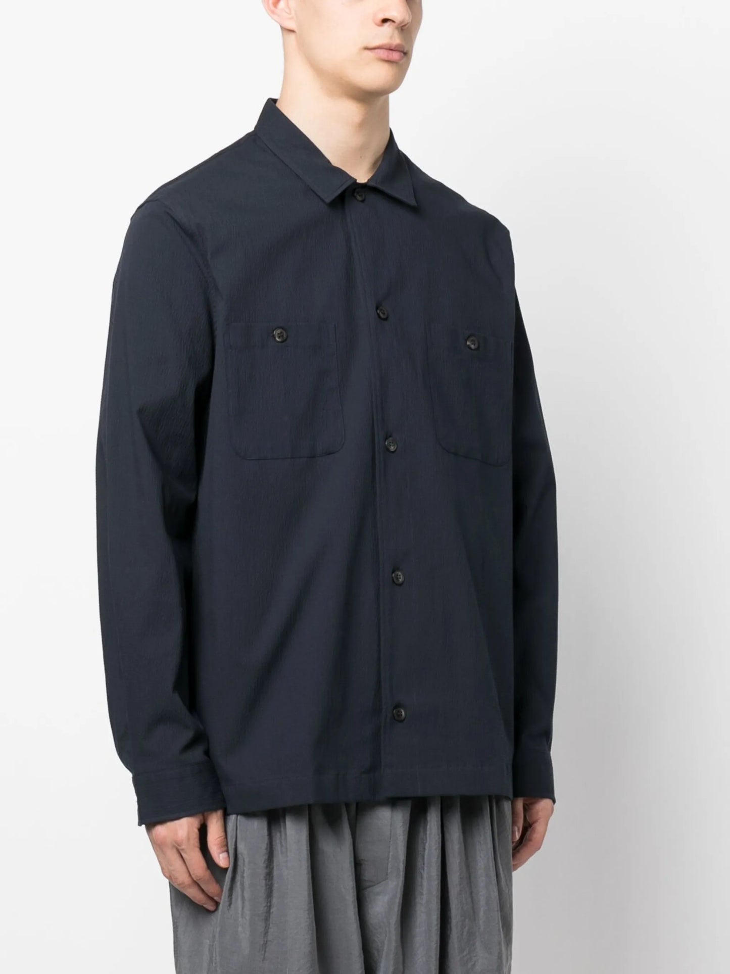 textured long-sleeve shirt