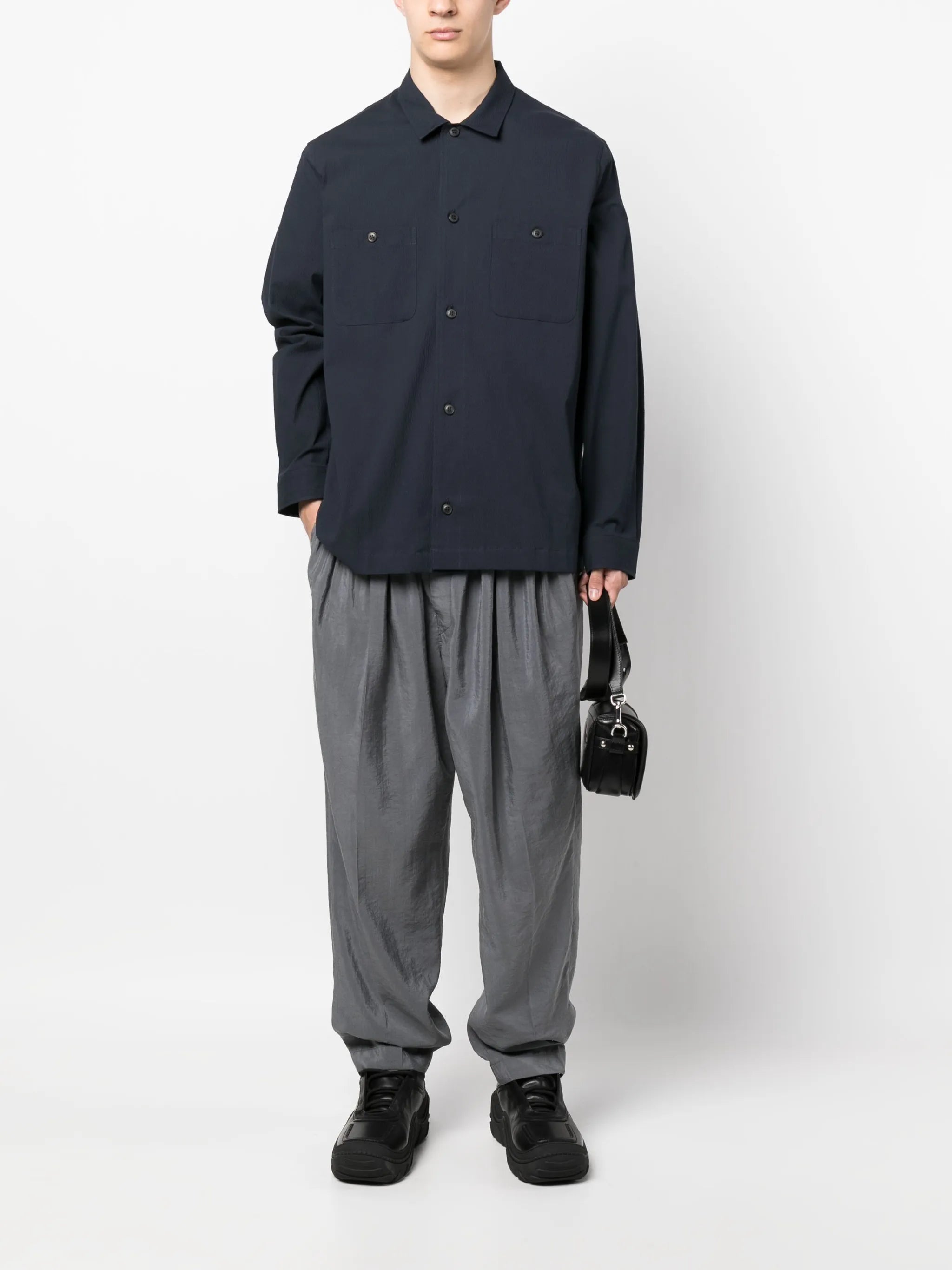 textured long-sleeve shirt