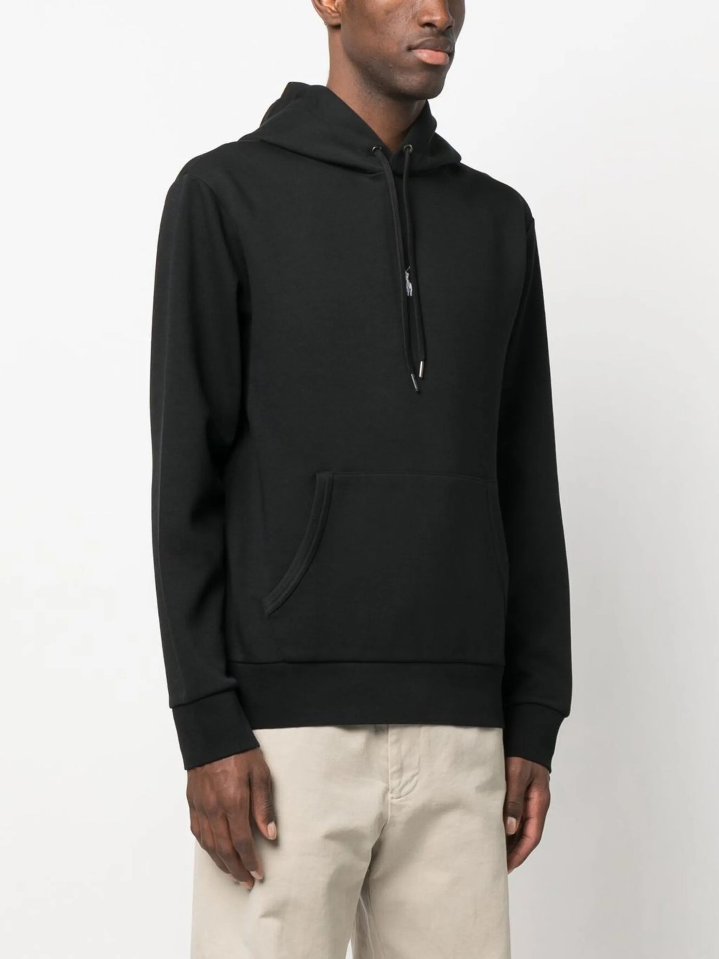 embroidered logo drawstring hoodie