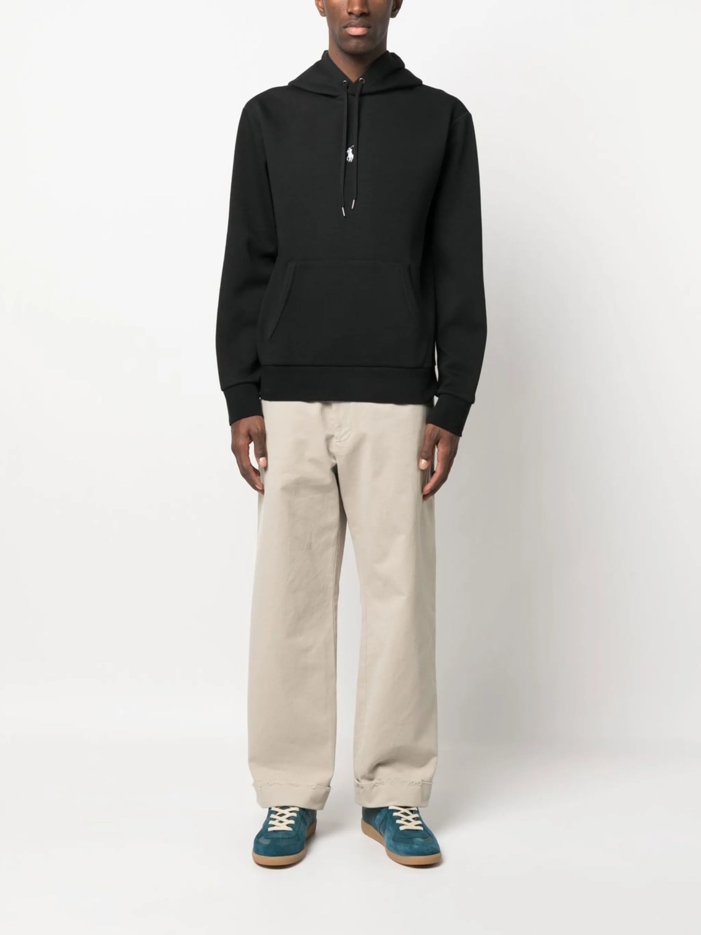 embroidered logo drawstring hoodie