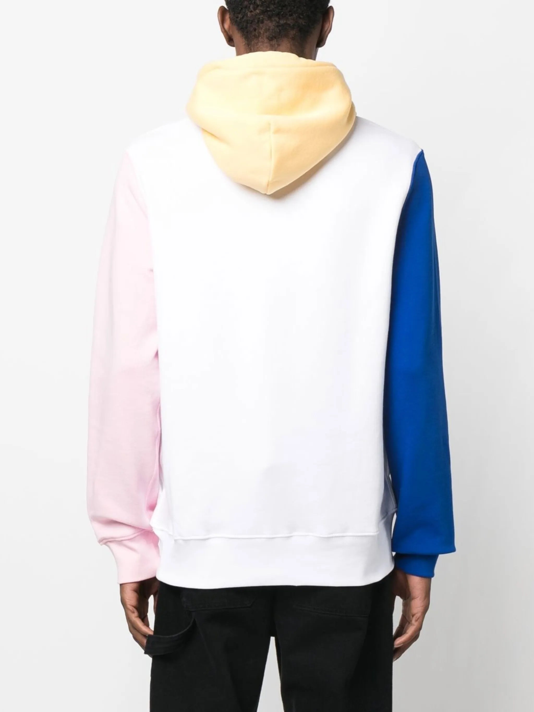 contrast-panel teddy-bear hoodie