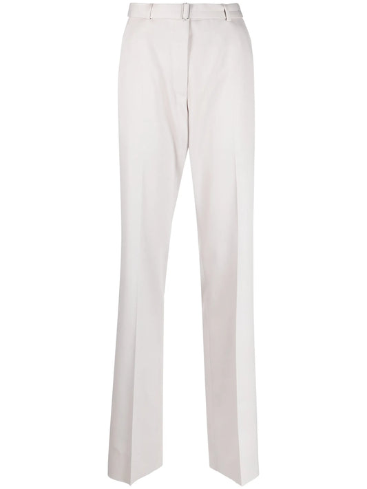 belted wool straight-leg trousers