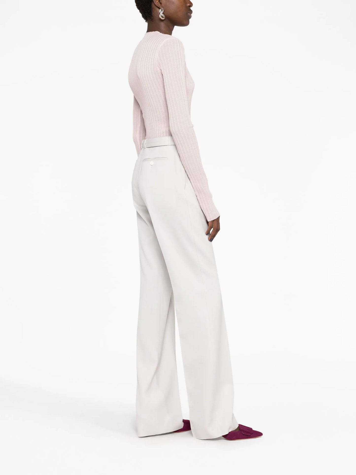 belted wool straight-leg trousers