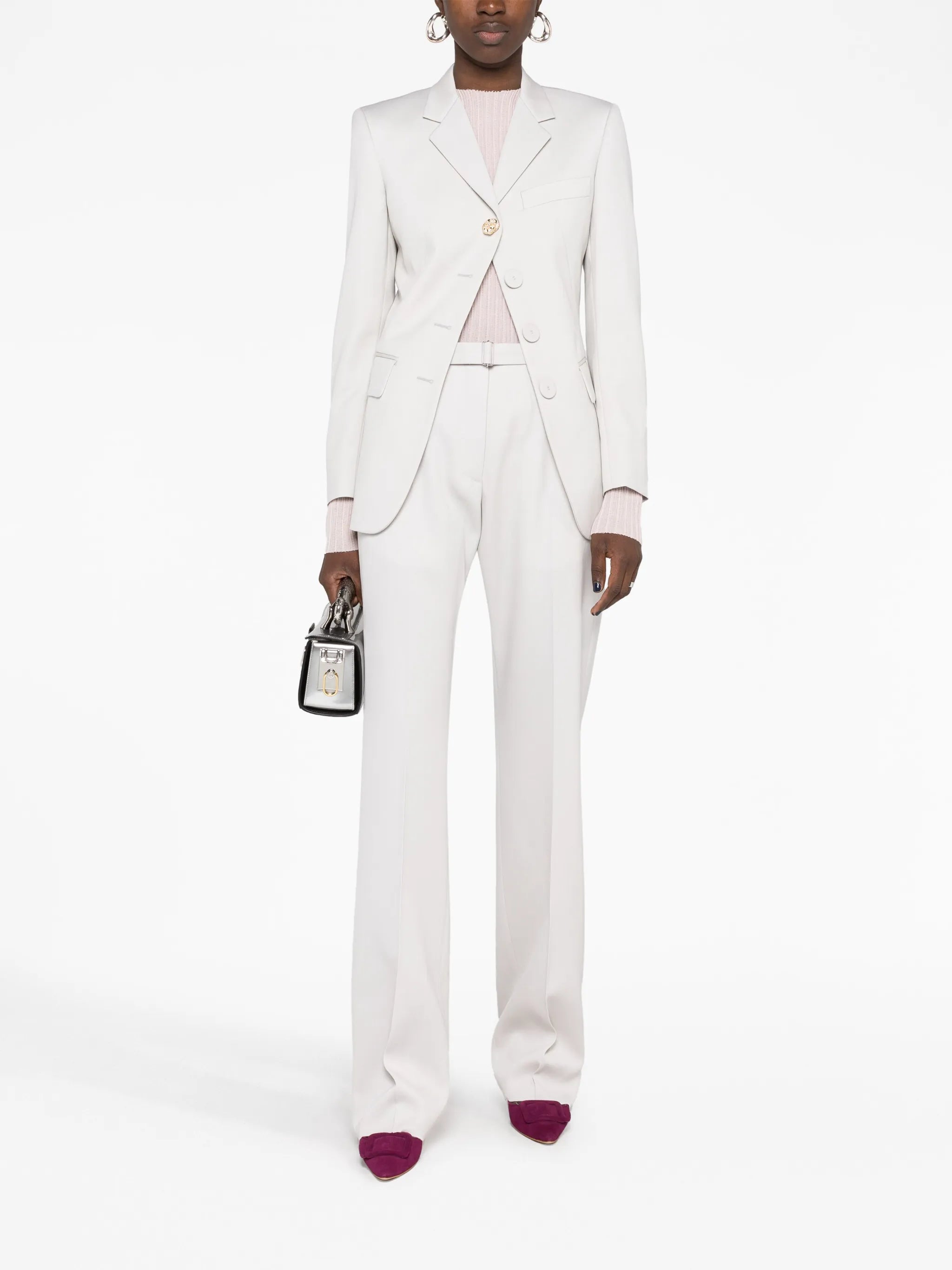 belted wool straight-leg trousers