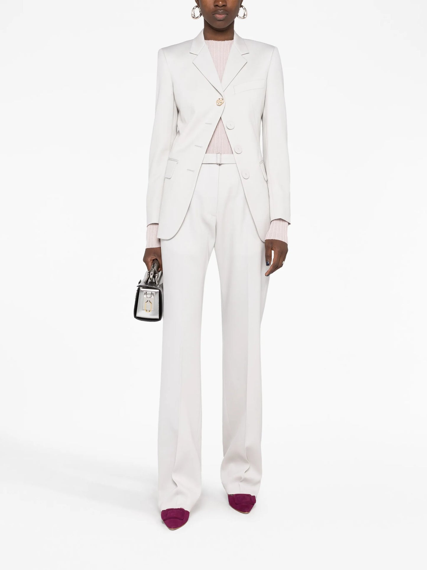 belted wool straight-leg trousers