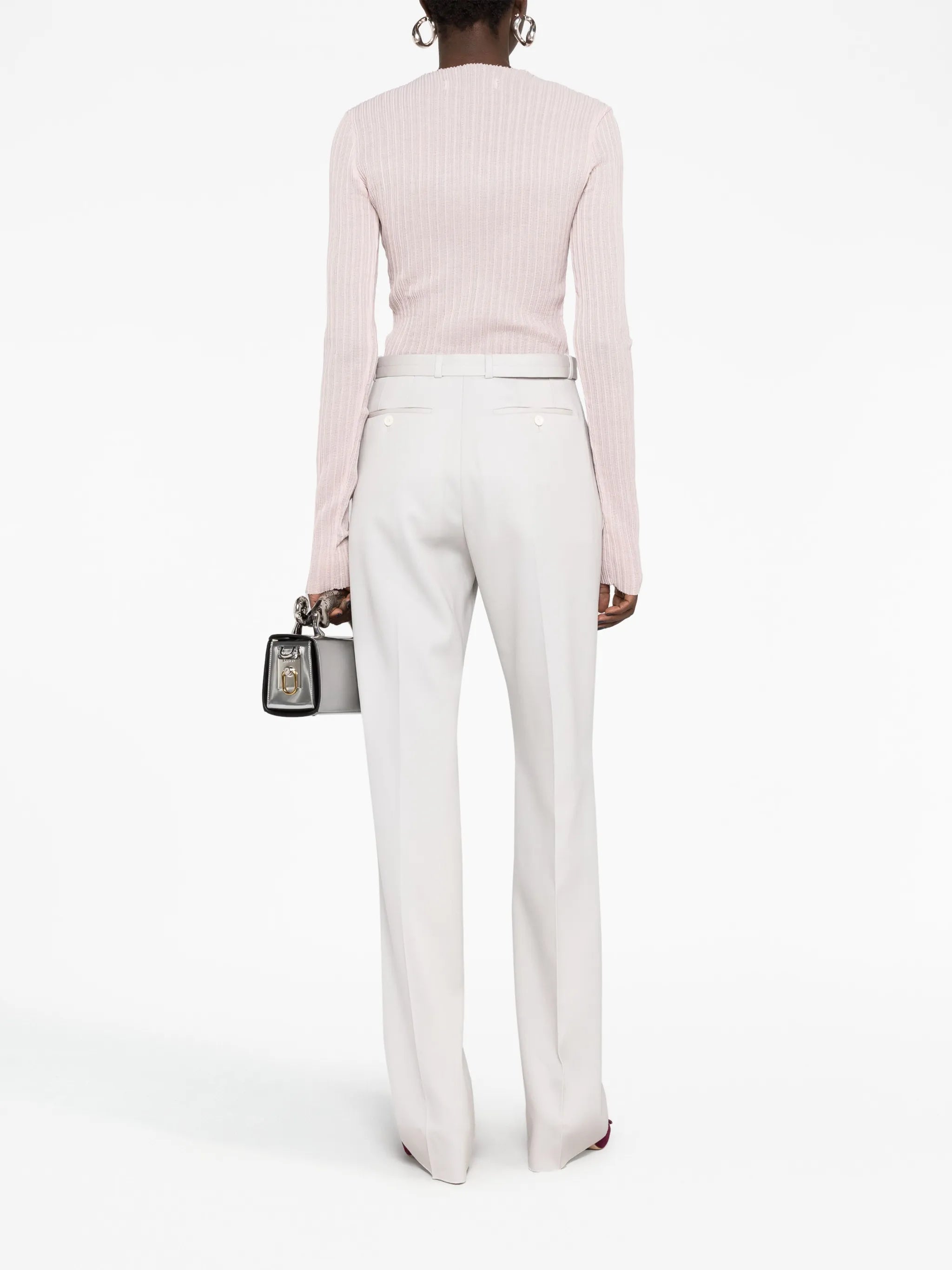 belted wool straight-leg trousers