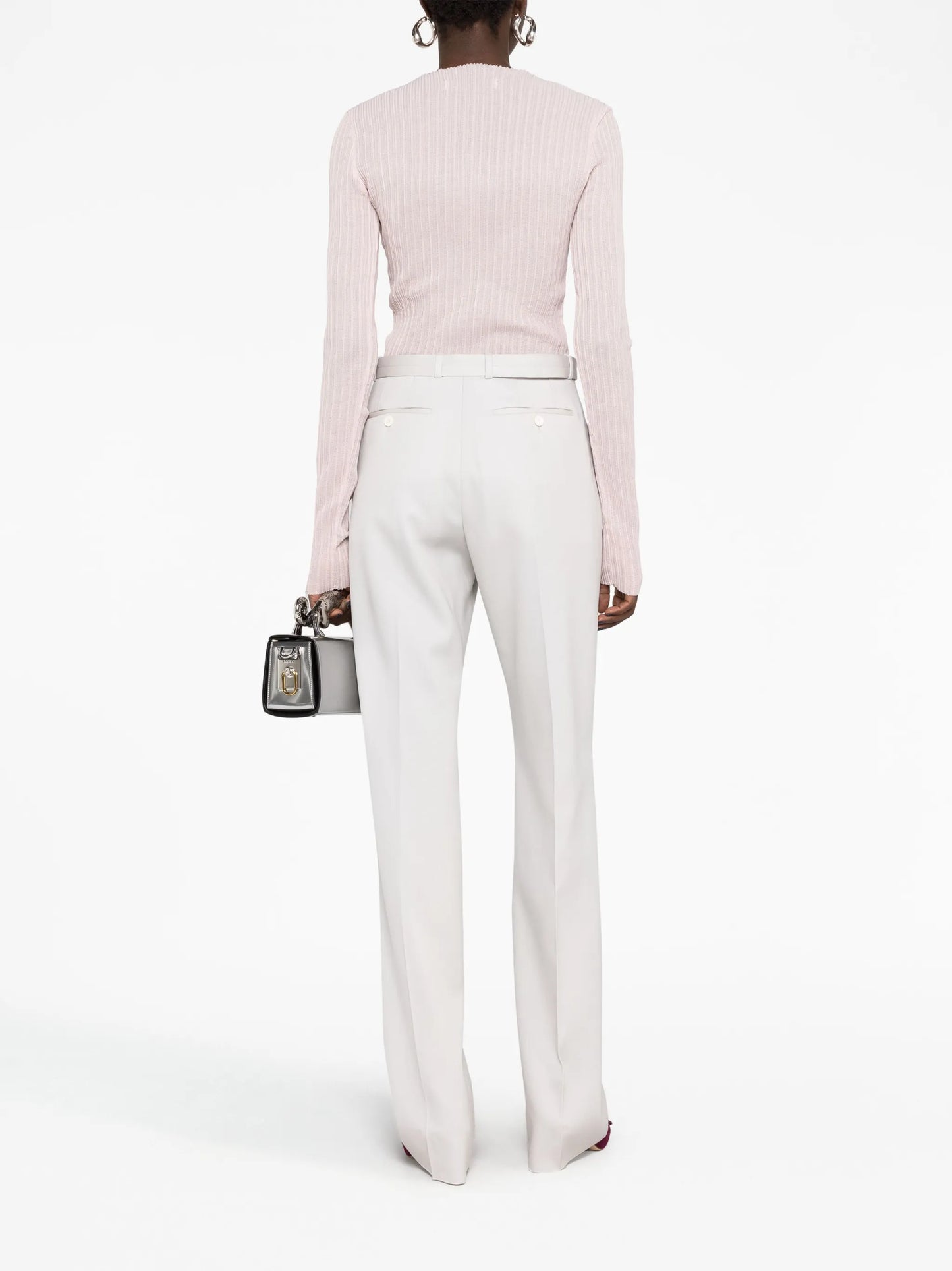 belted wool straight-leg trousers