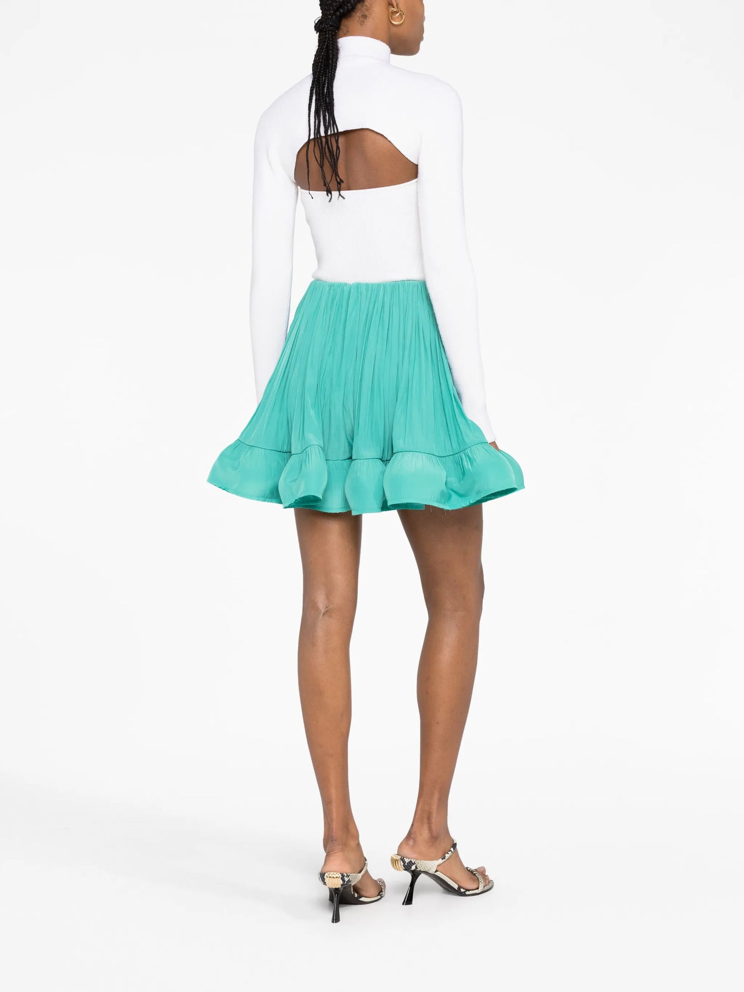 ruffled flared miniskirt