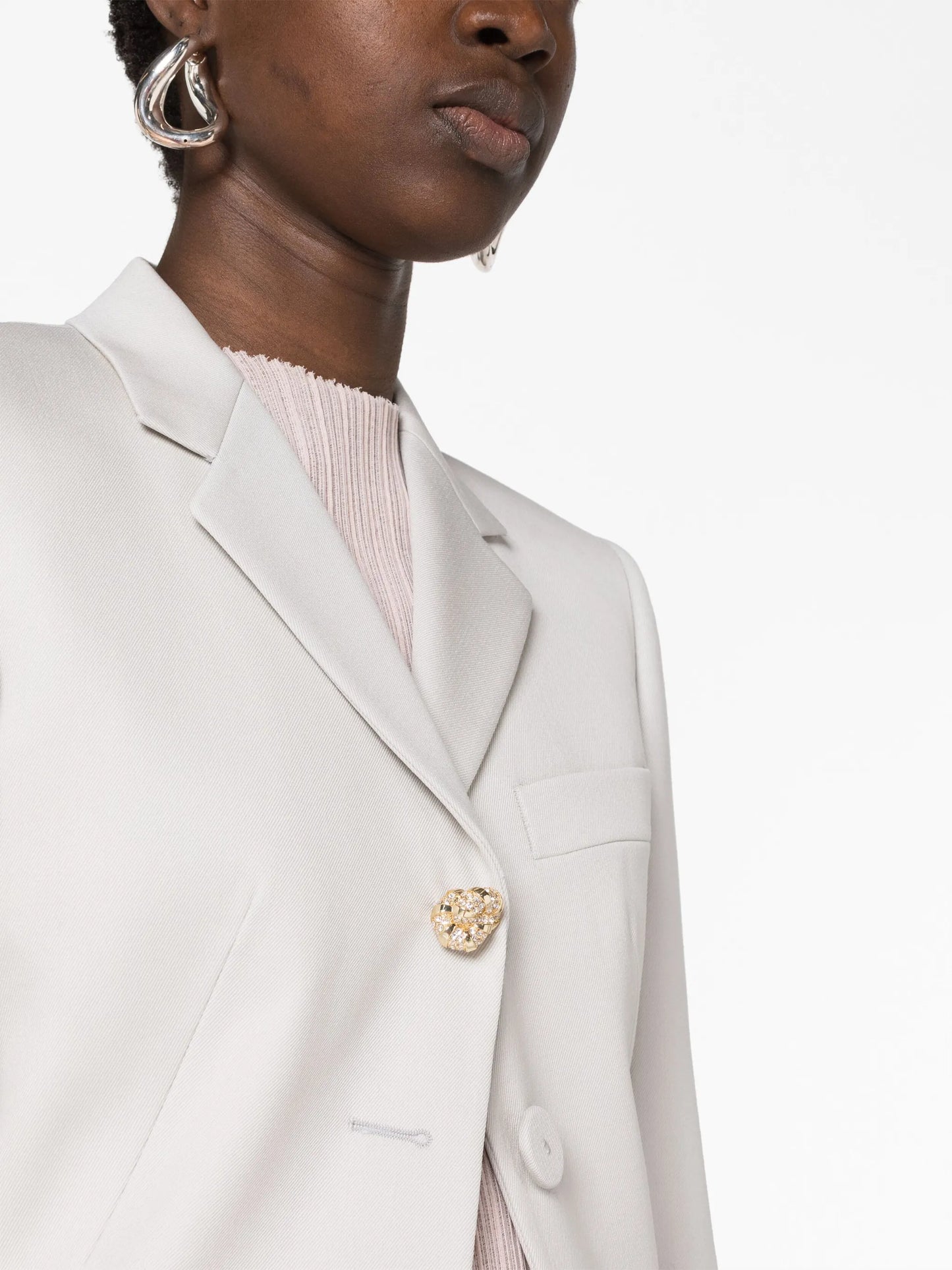 brooch-detail wool blazer