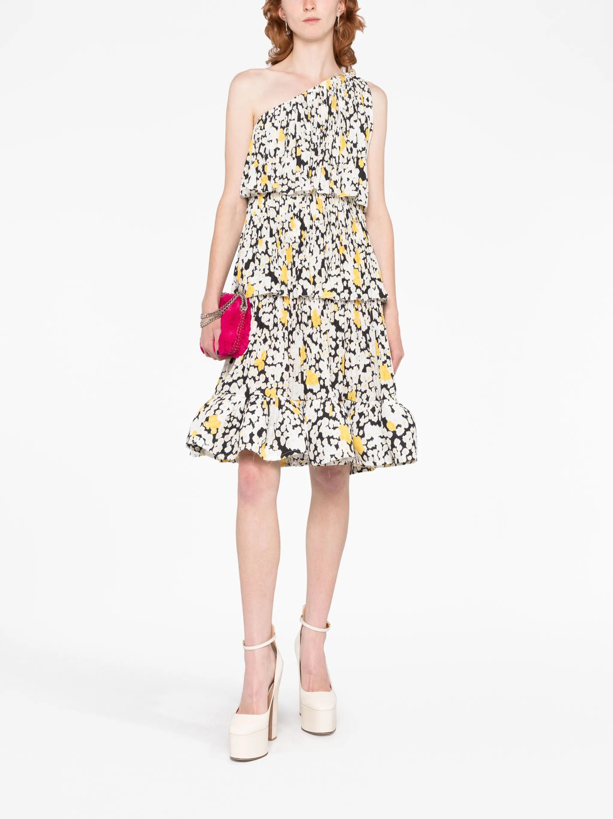 floral-print one-shoulder dress