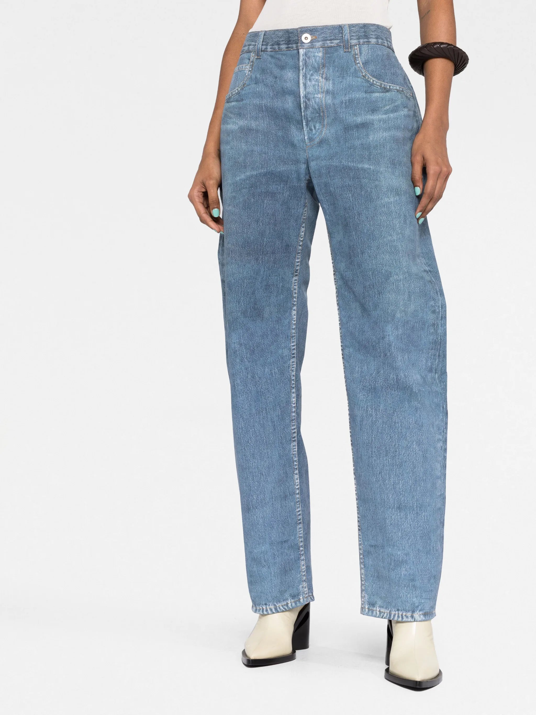 denim-effect boyfriend trousers