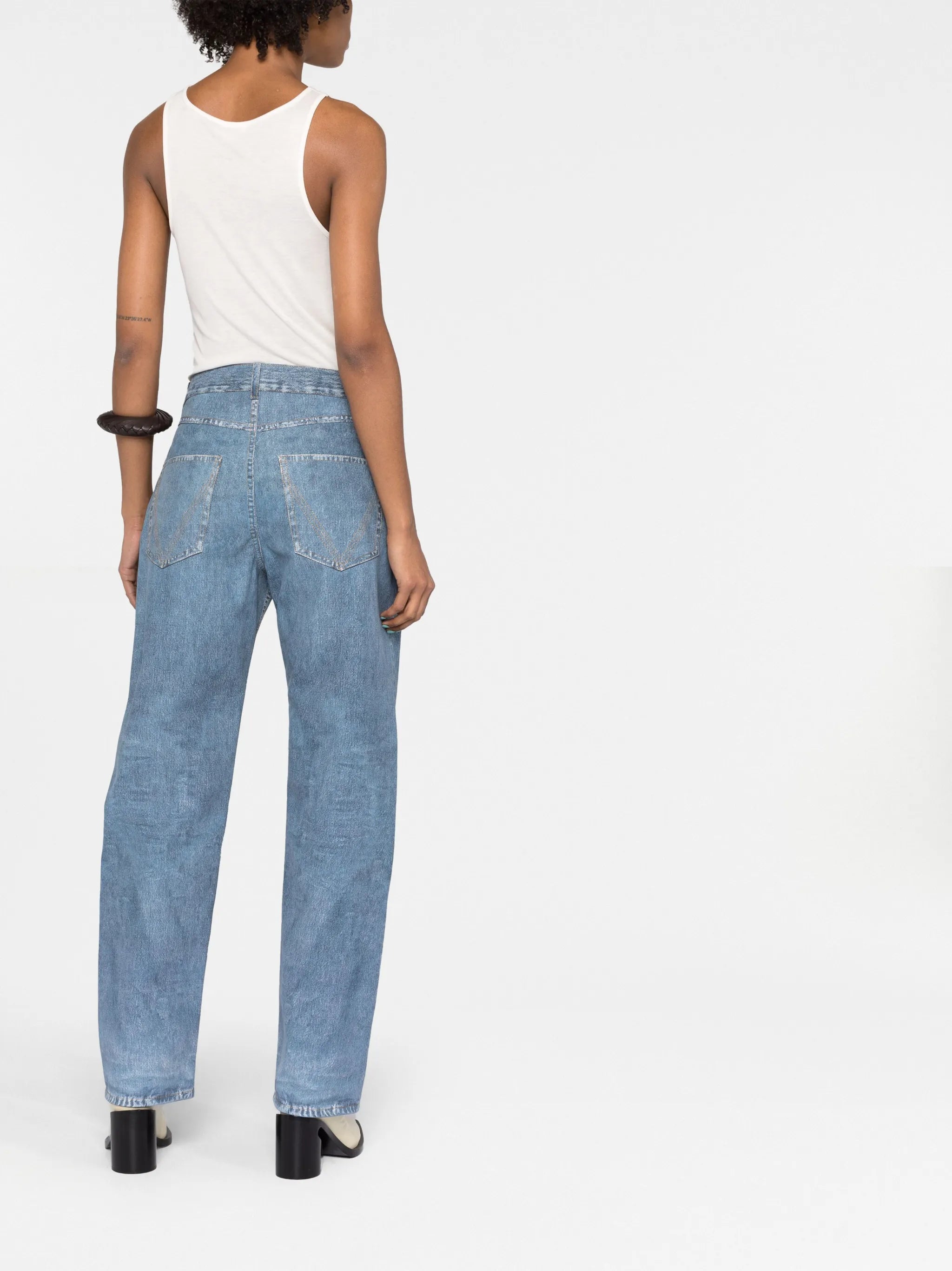 denim-effect boyfriend trousers