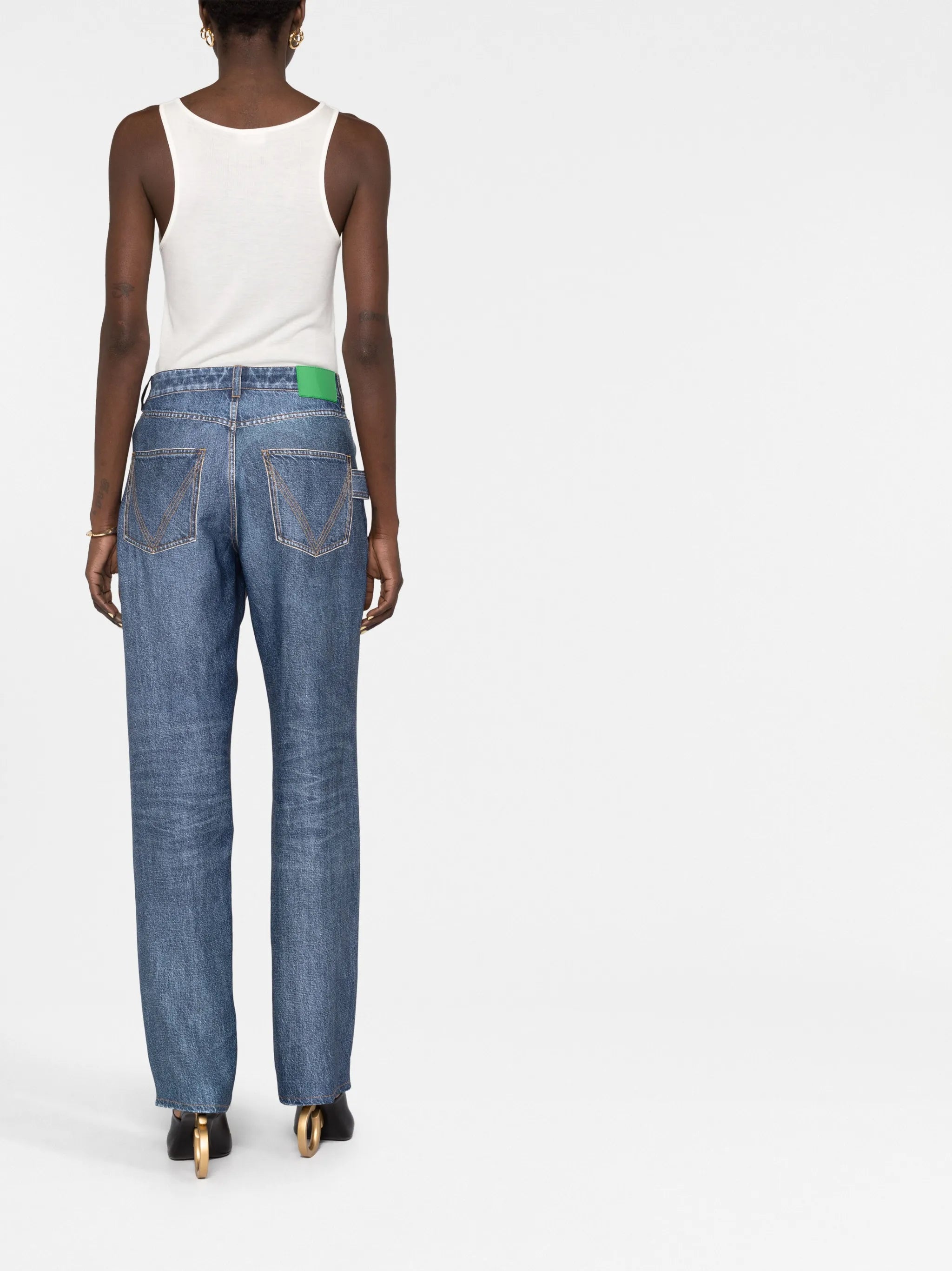 high-rise straight-leg jeans