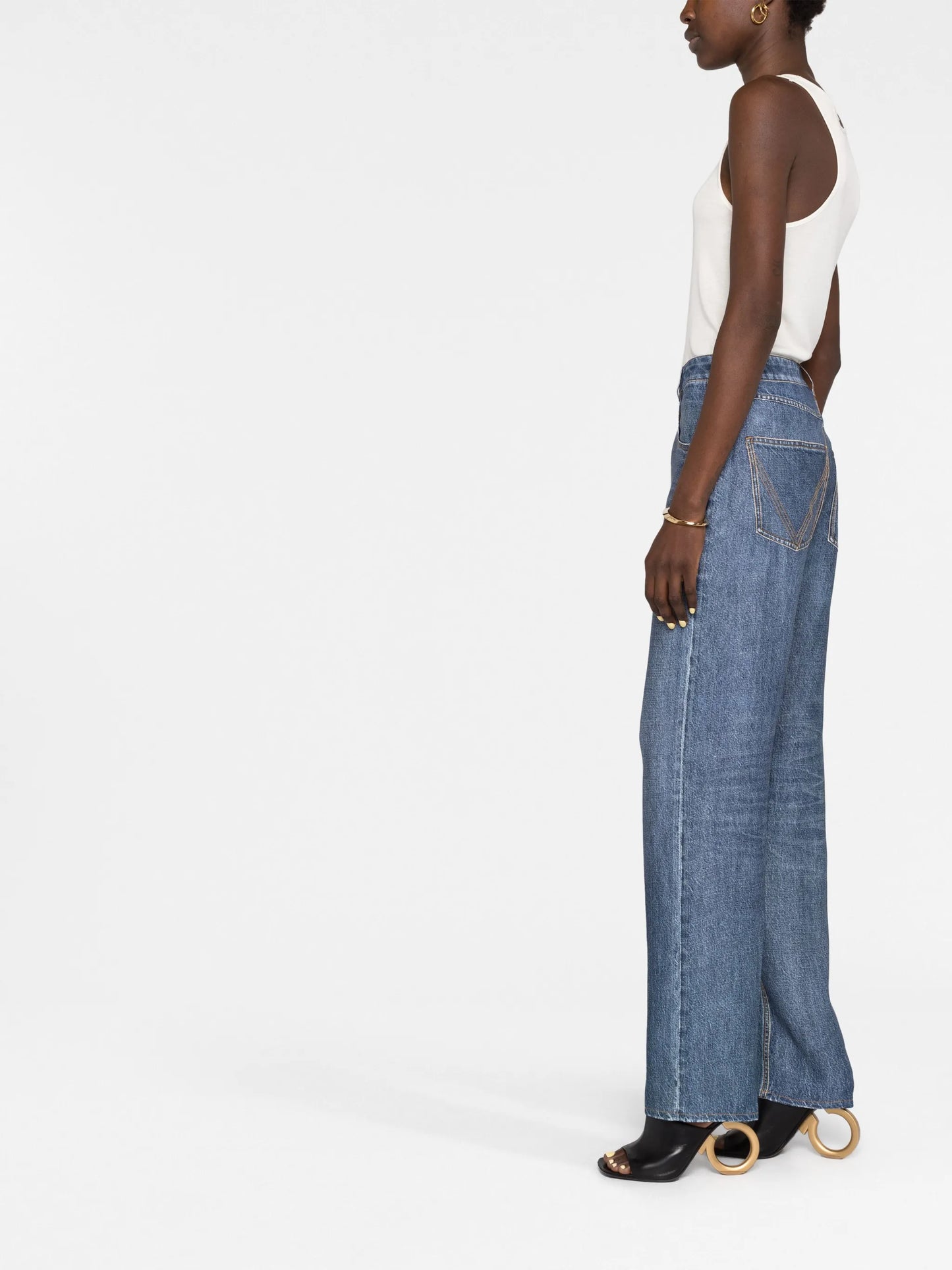 high-rise straight-leg jeans