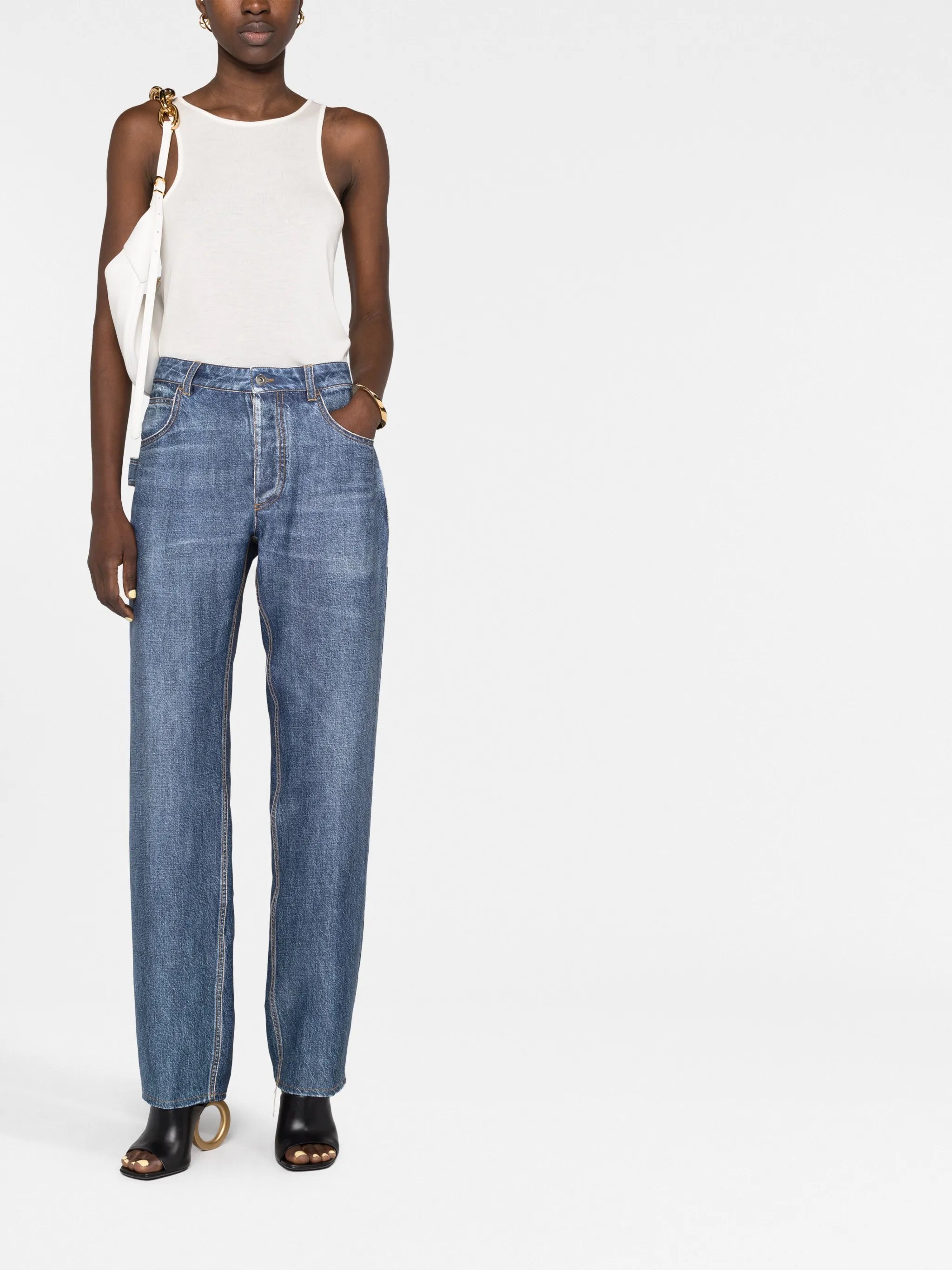high-rise straight-leg jeans