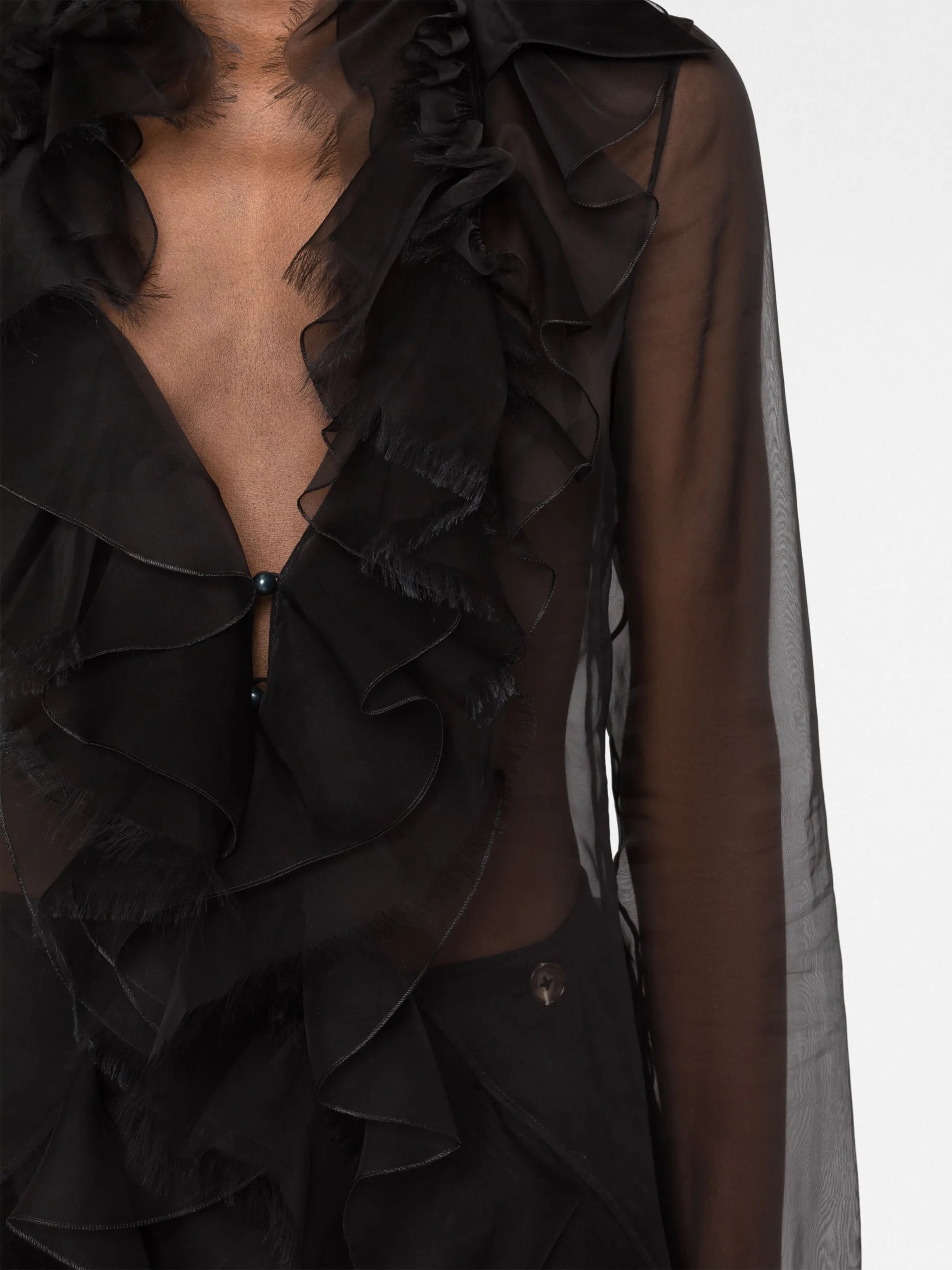 ruffled silk-organza blouse