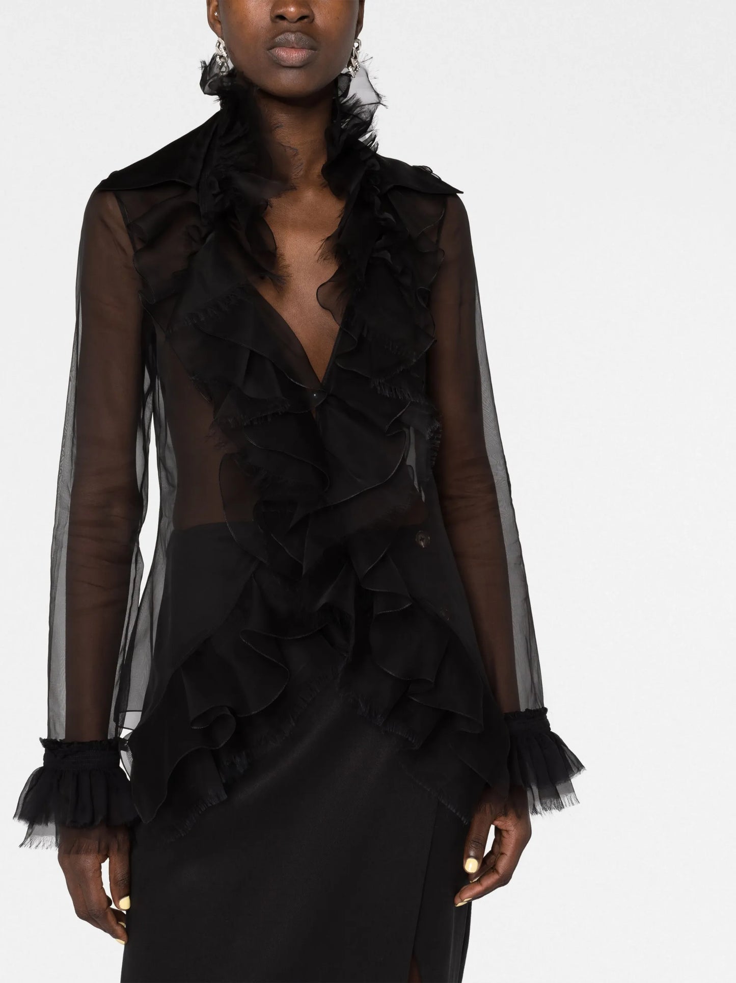ruffled silk-organza blouse