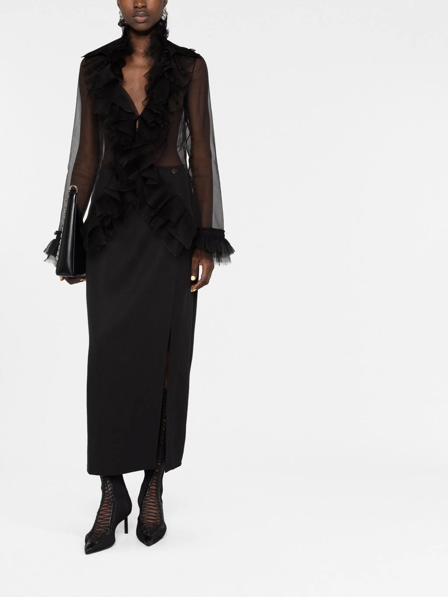 ruffled silk-organza blouse