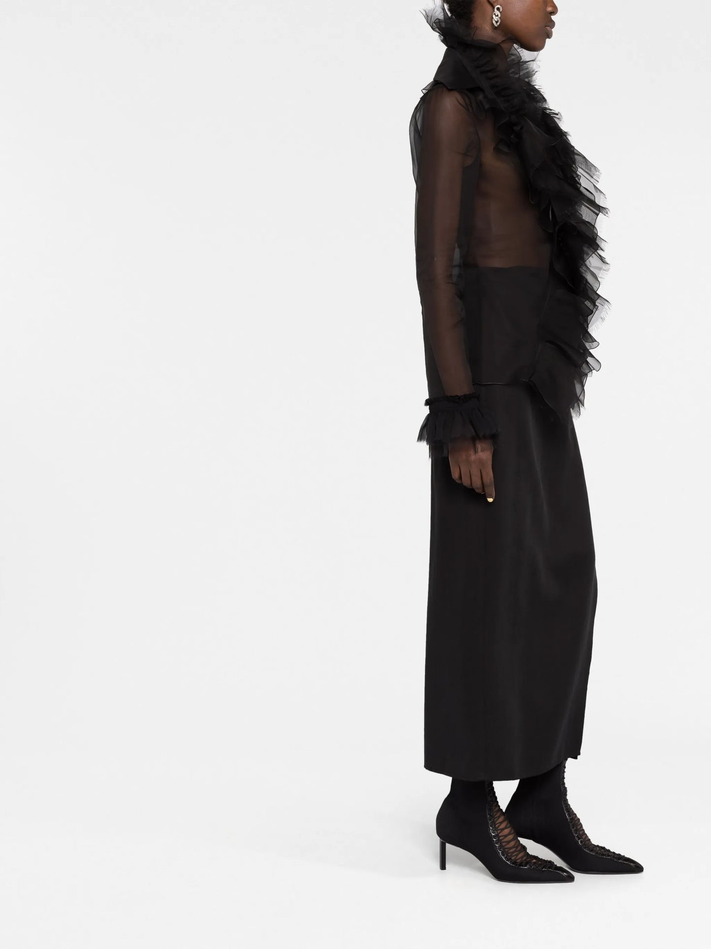 ruffled silk-organza blouse
