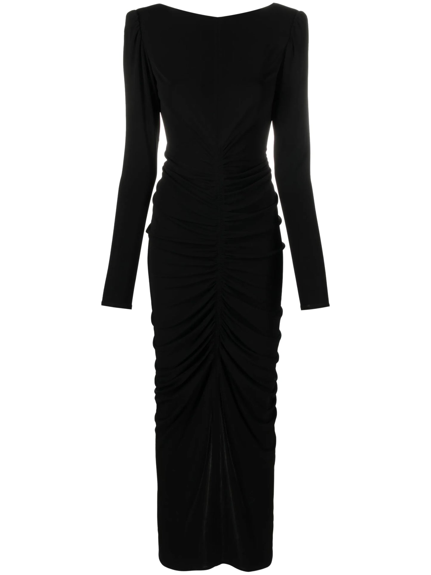 long-sleeved draped gown