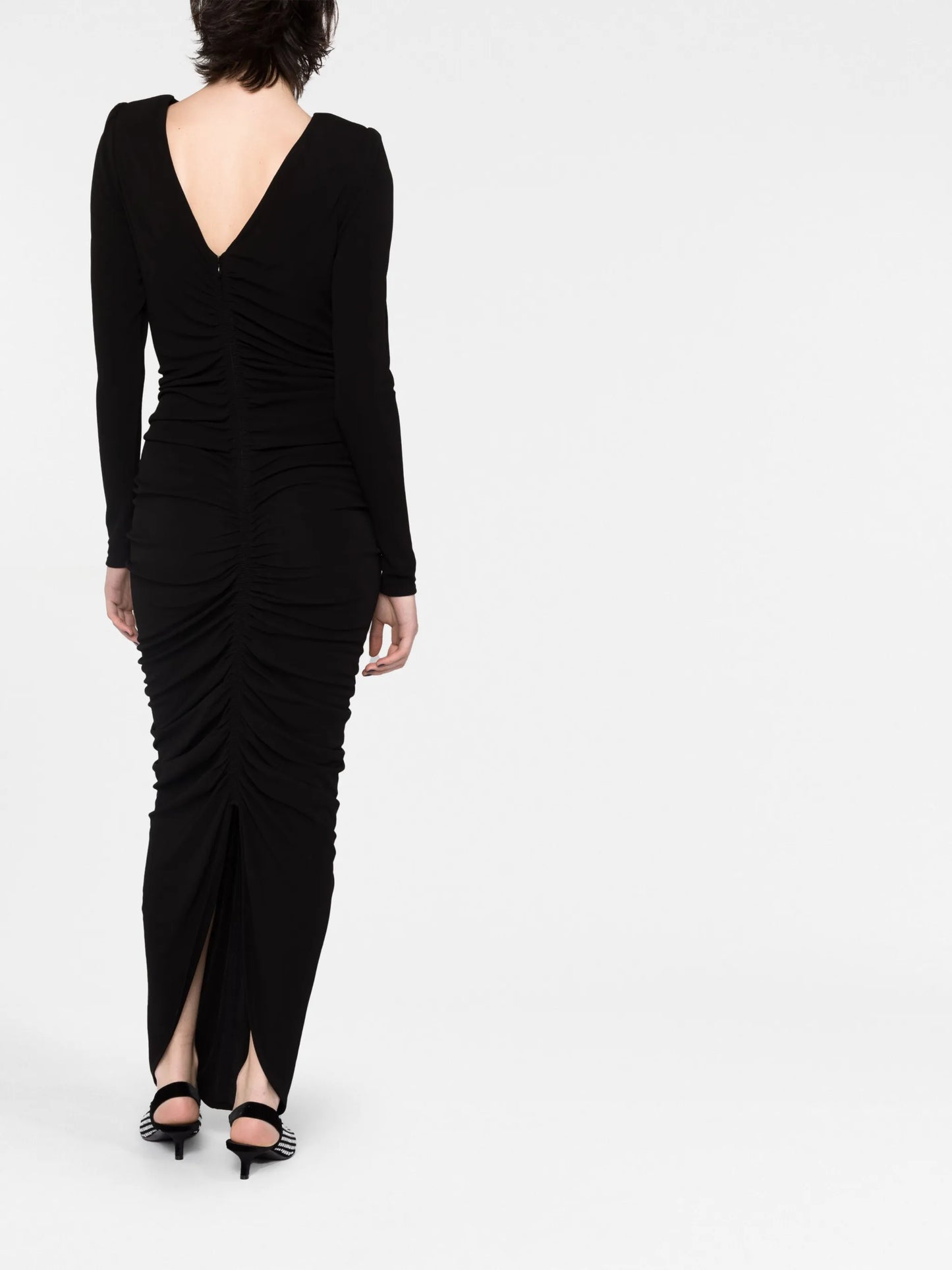 long-sleeved draped gown