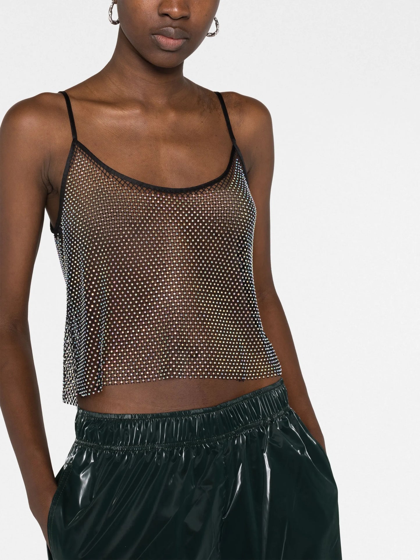 Taila crystal-embellished mesh vest