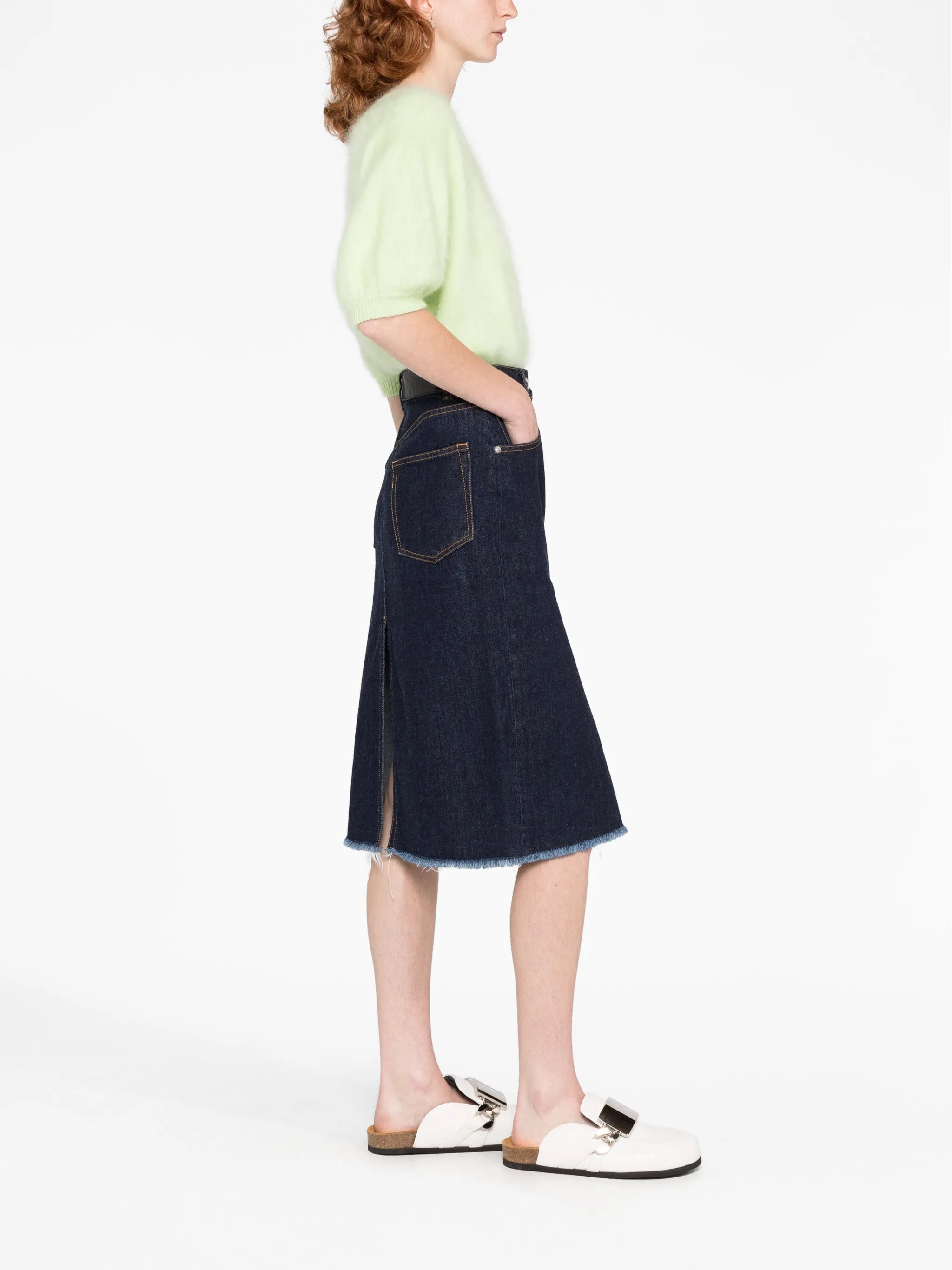 denim midi skirt