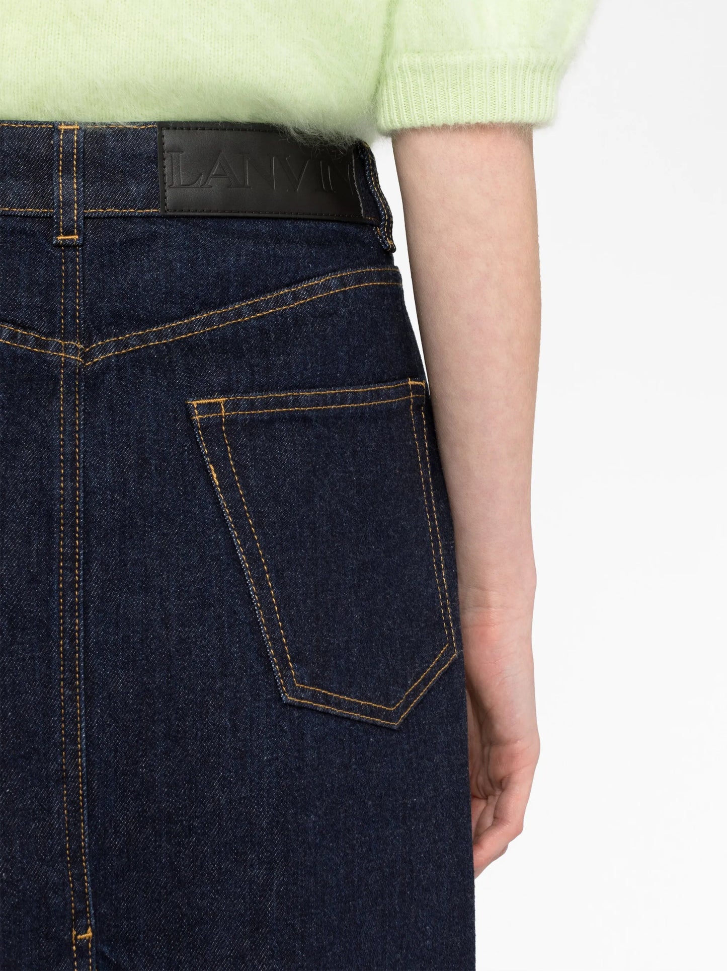 denim midi skirt