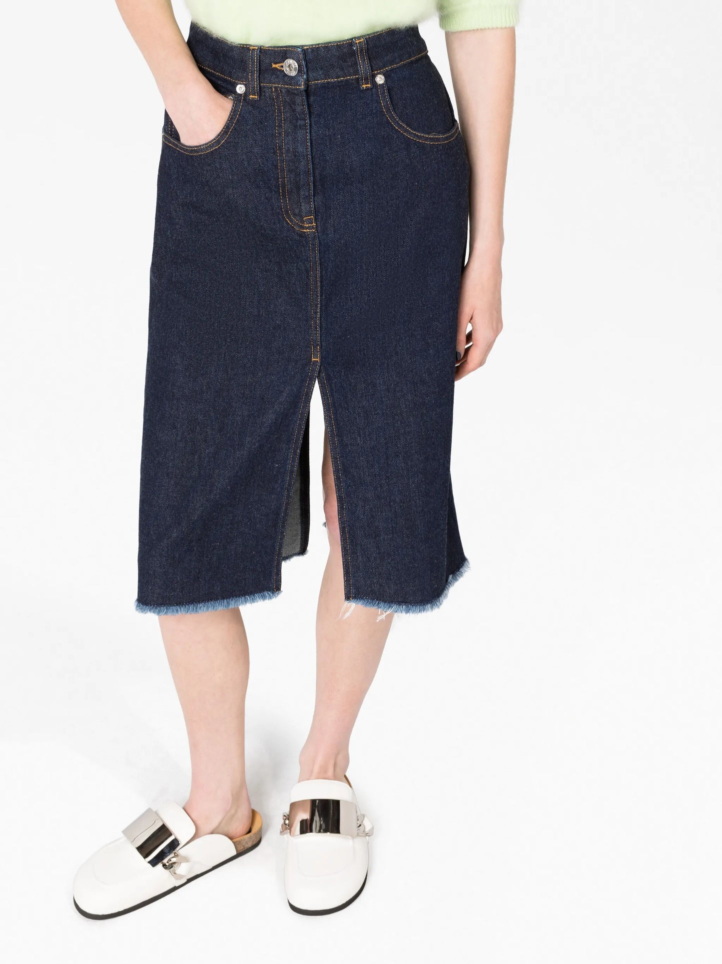 denim midi skirt
