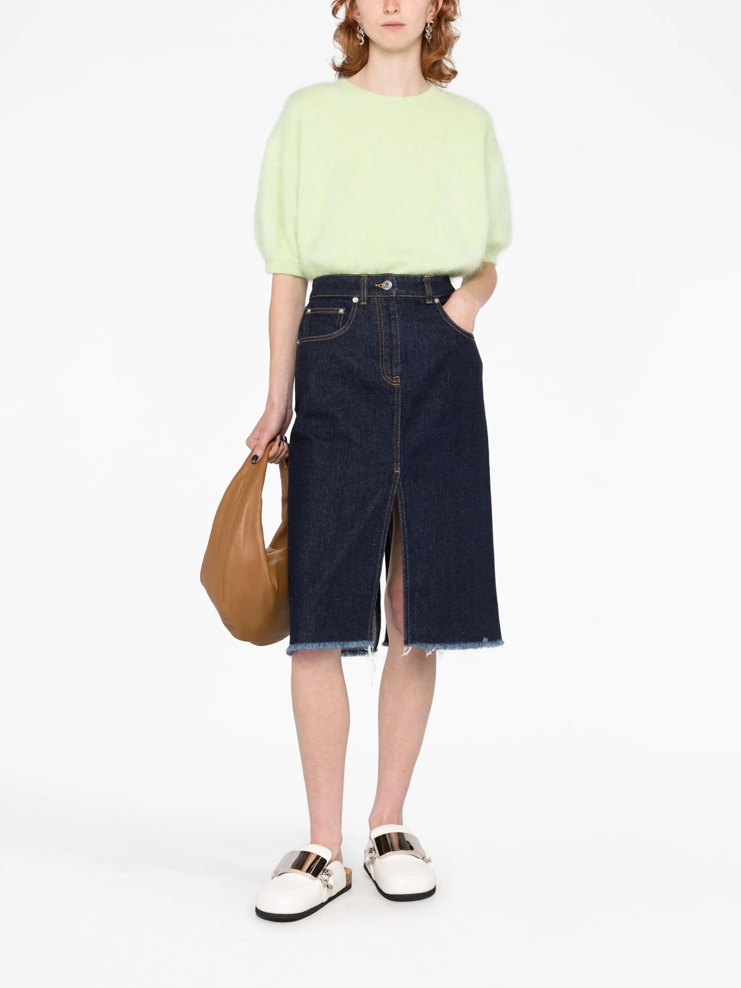 denim midi skirt